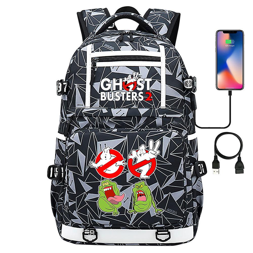 Ghostbusters Printed USB Youth Student Schoolbag: Ανδρικό &; θηλυκό σακίδιο πλάτης για περιστασιακά ταξίδια
