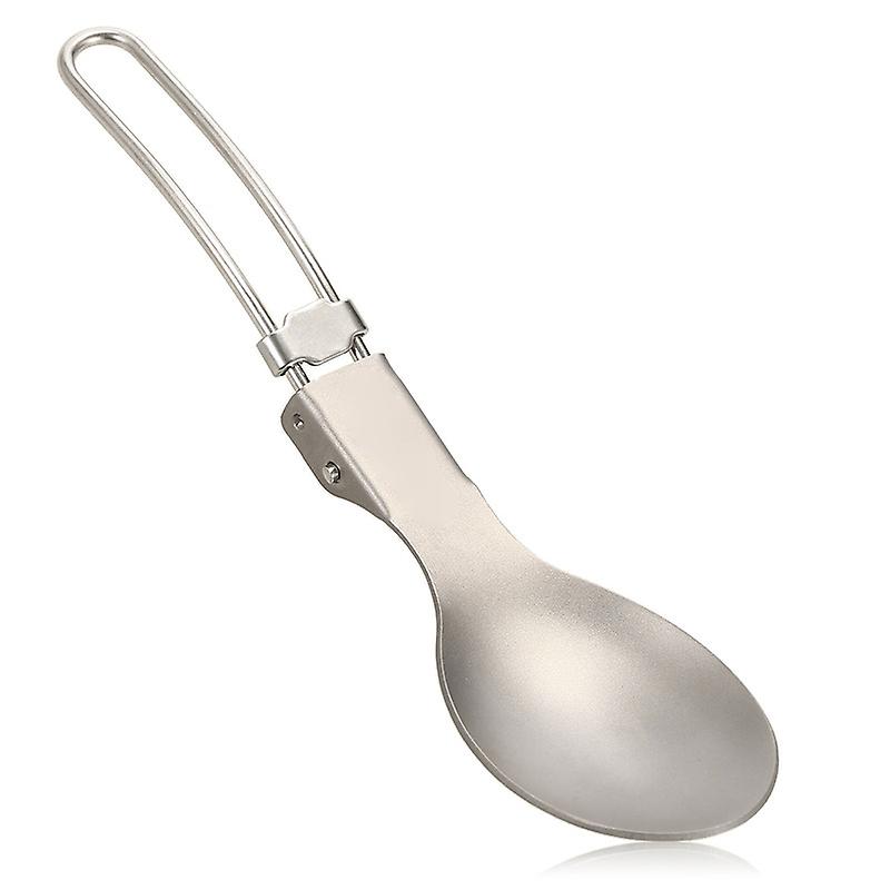 Folding Titanium Spoon Lightweight Outdoor Dinner Spoon Flatware