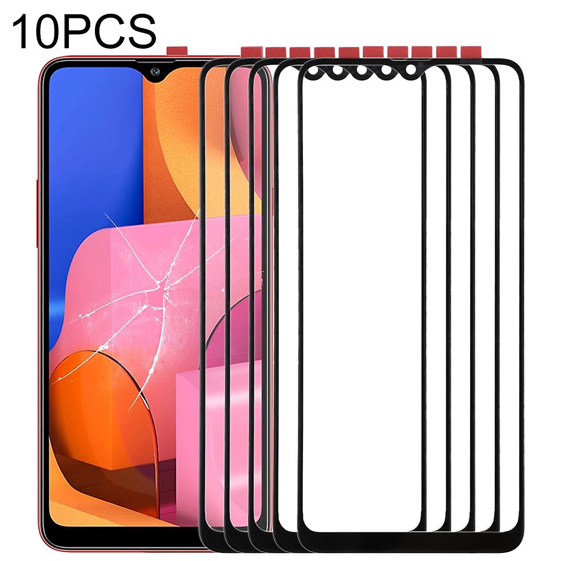 10 PCS Front Screen Outer Gl Lens for Samsung Galaxy A20s Black