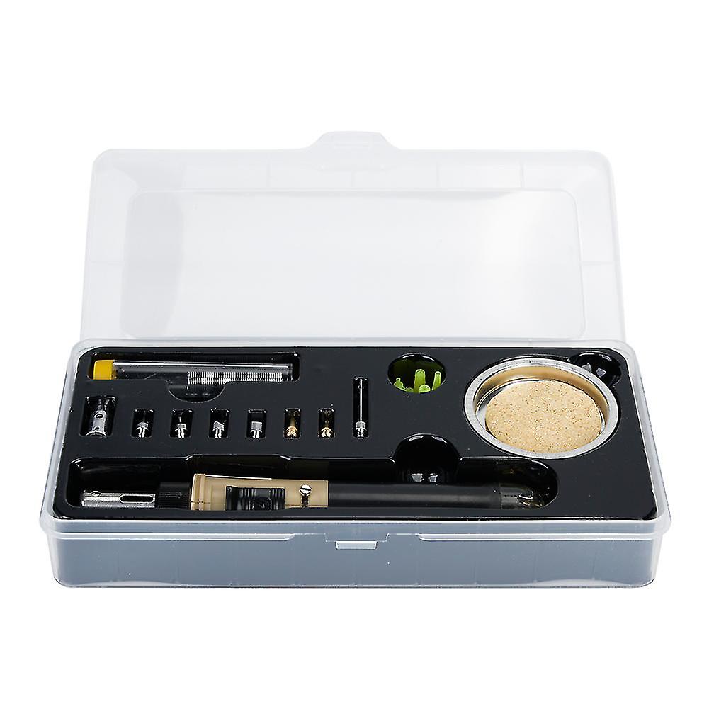 12 In 1 Ignition Butane Gas Soldering Iron Portable Cordless Welding Torch Kit (gold)