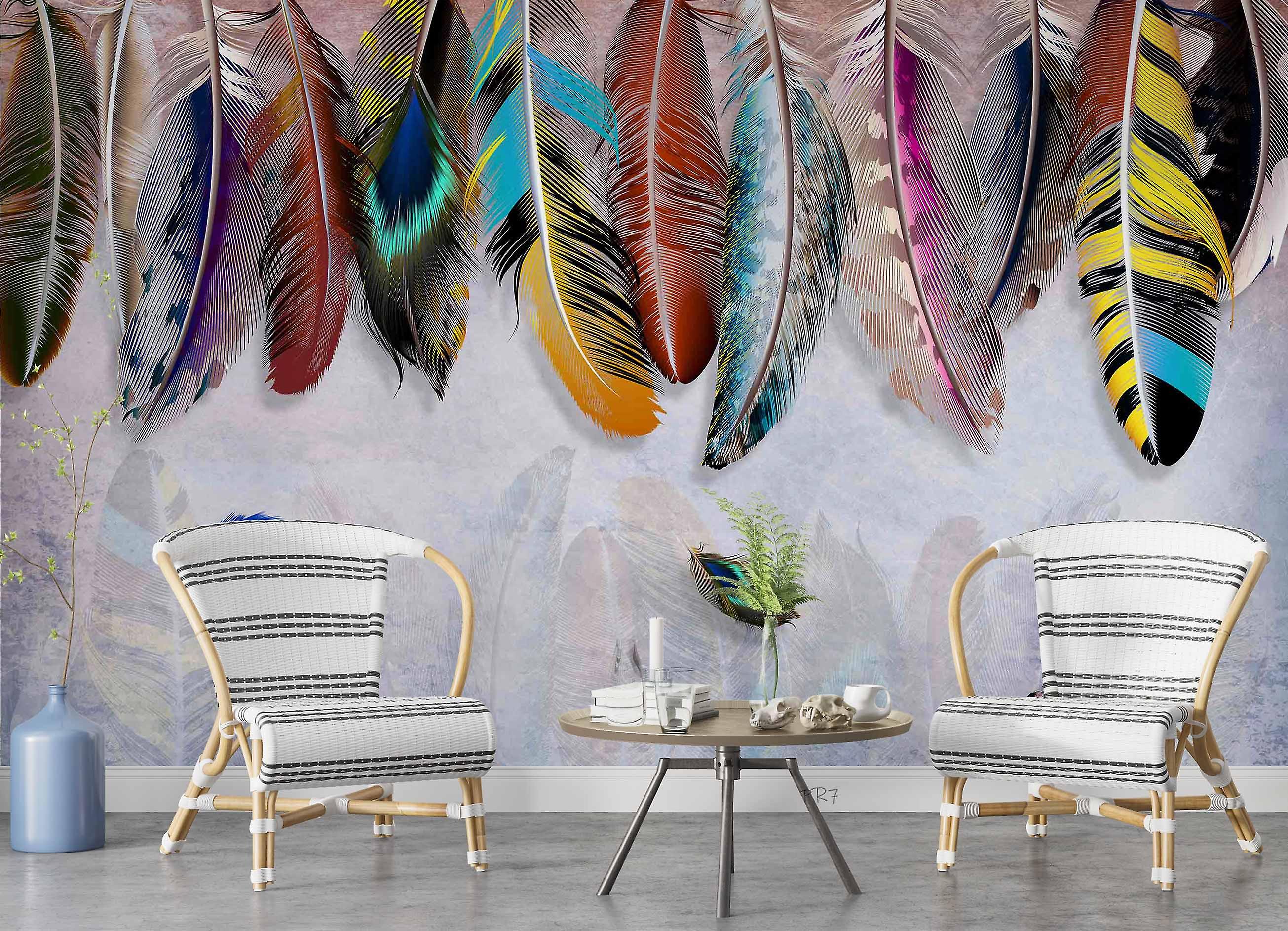 3D Colorful Feather Background Wall Mural Wallpaper Gd 4419