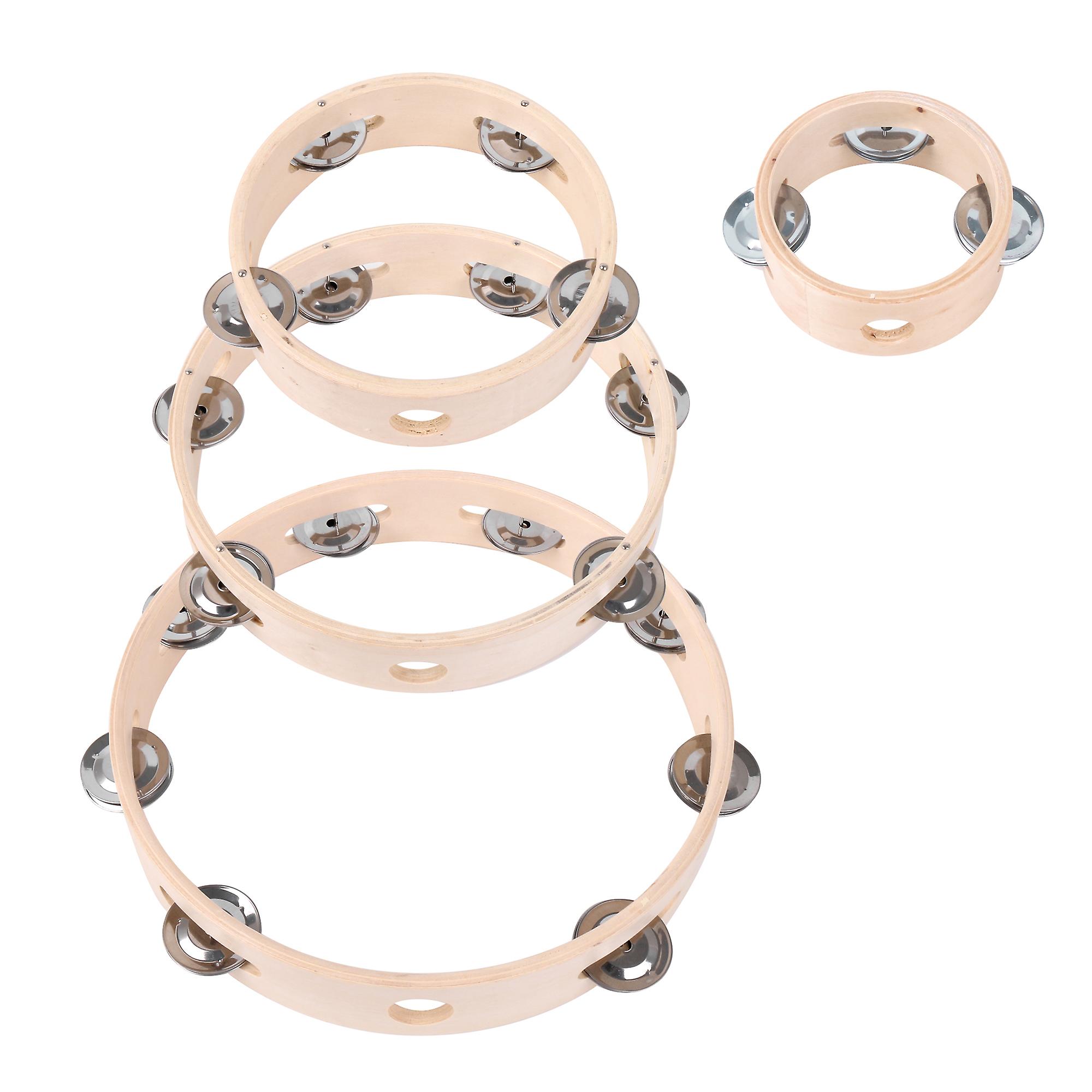 4Pcs de madeira portátil jingle bell pandeiros 4 polegadas 6 polegadas 8 polegadas 10inch kit de percussão
