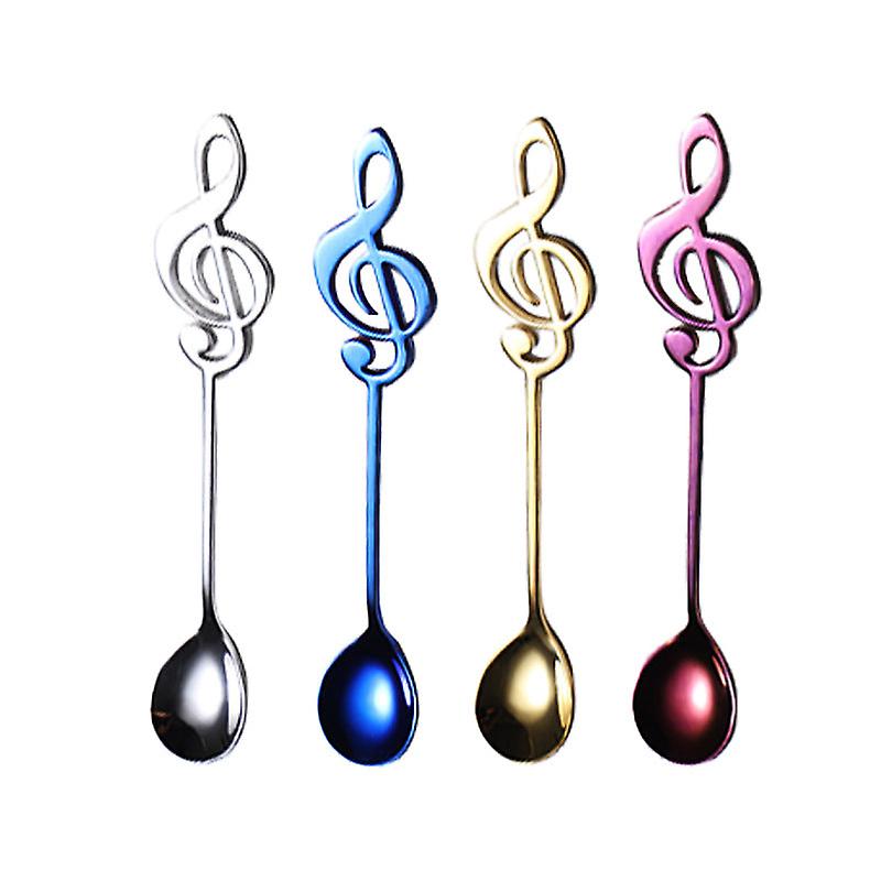 304 Stainless Steel Flatware Sets Colorful Music Notes Coffee Spoon Dessert Stirring Spoon