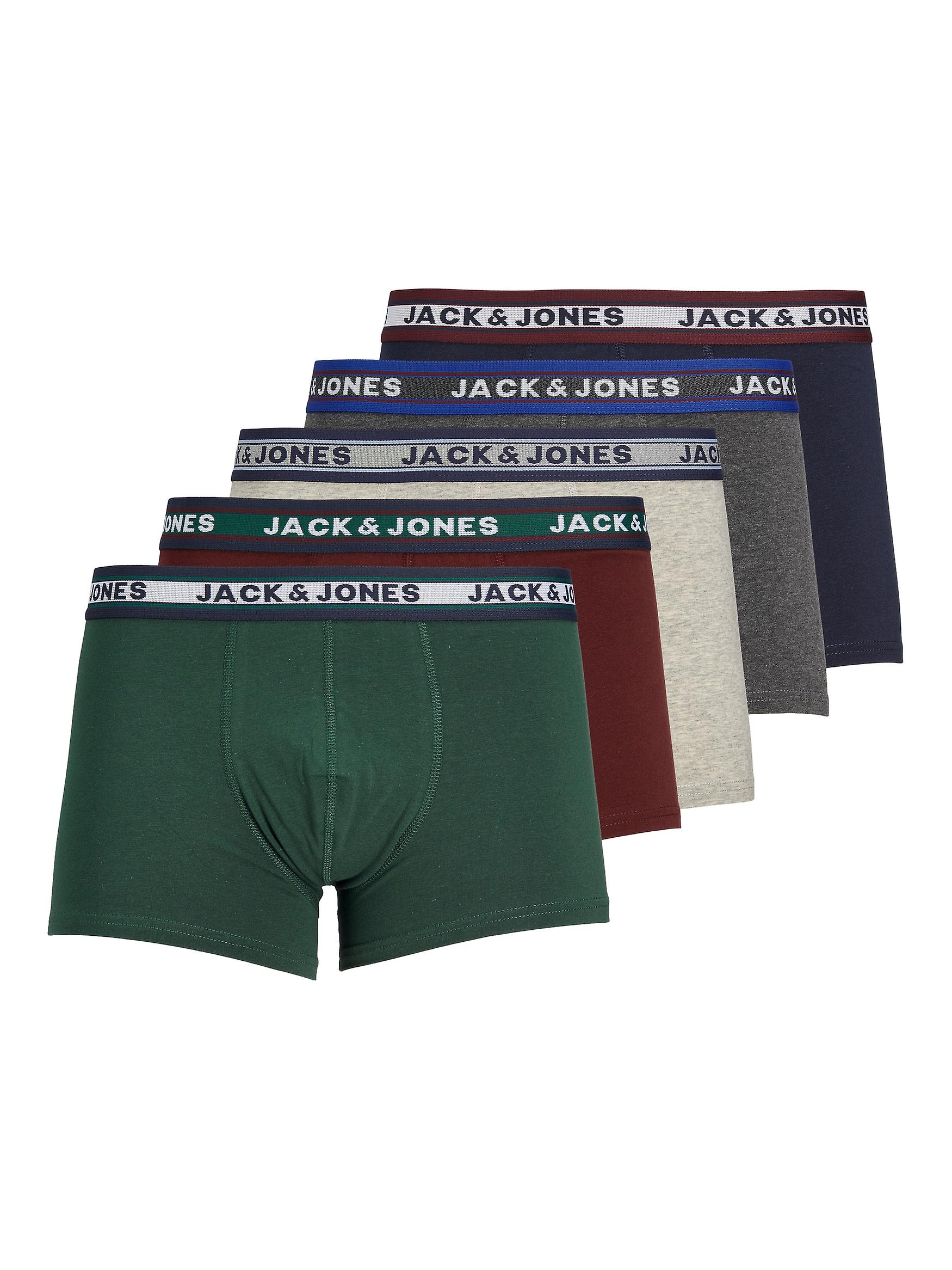 Herren Boxershorts 5er-Pack Basic Trunks Unterhosen Logo Print JACK&JONES