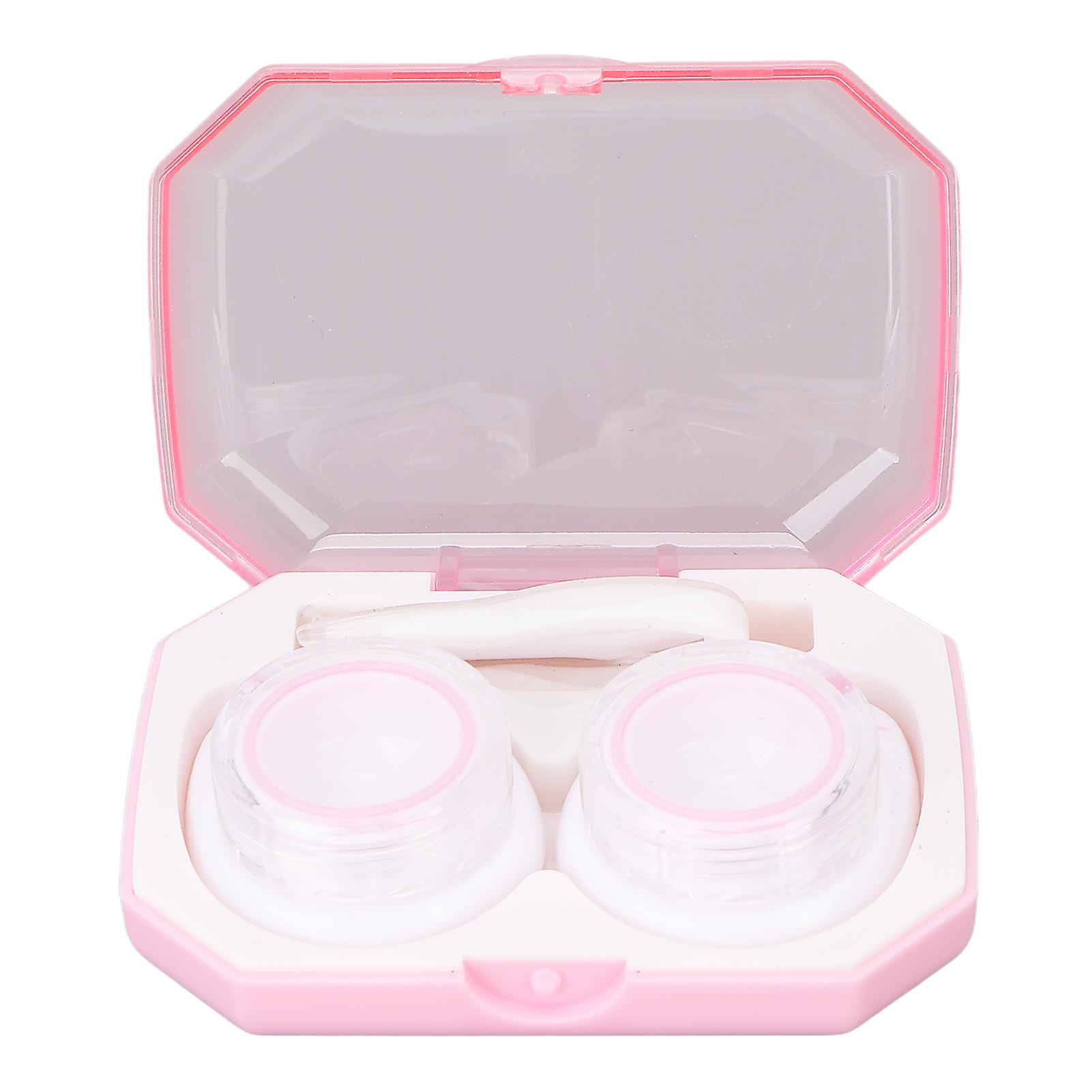 Contact Lens Case Cute Portable Plastic Contact Lens Storage Container Box Kit for Women Pink