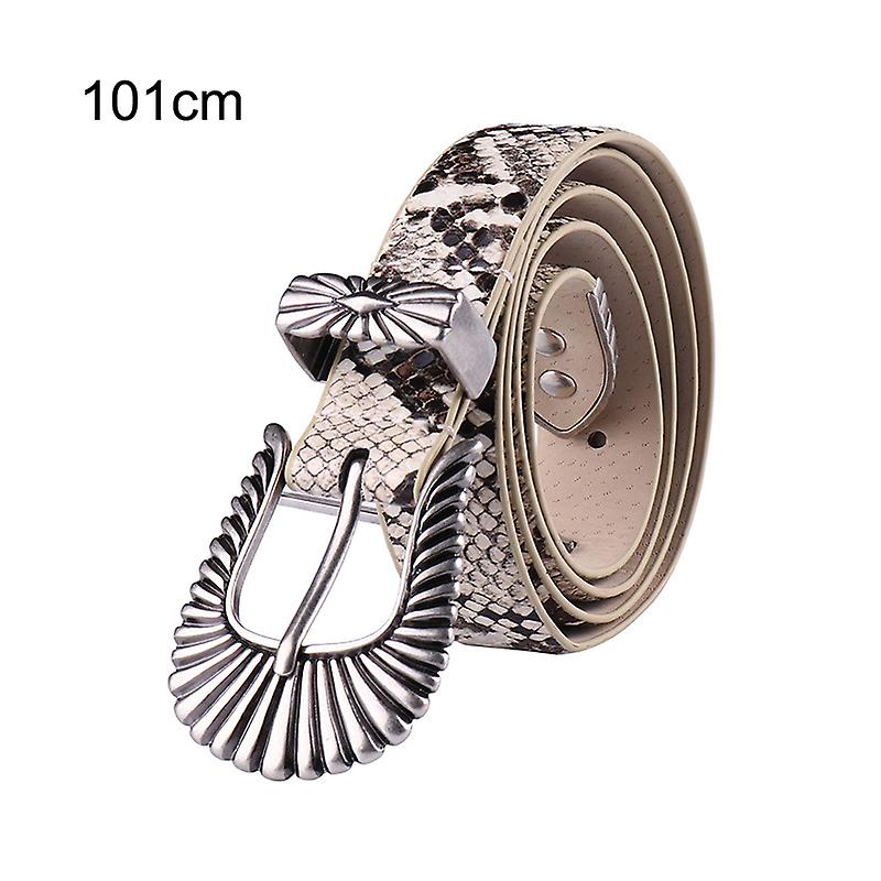 Women Basic Waist Belt Chic Snake Pattern Pin Buckle Waist Bands Retro Vintage