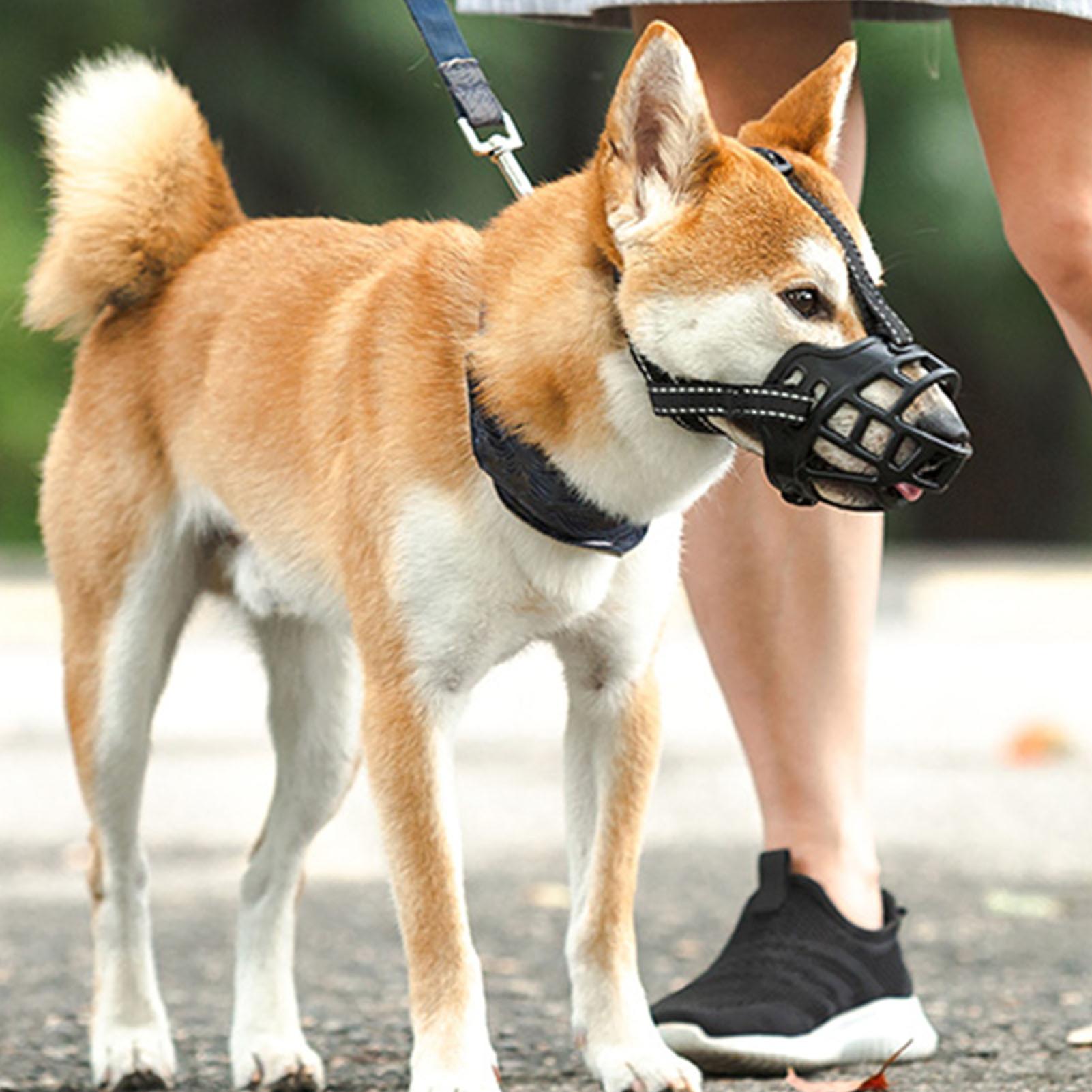 Dog Muzzle Type 1 Reflective Adjustable Soft Rubber Black Guard
