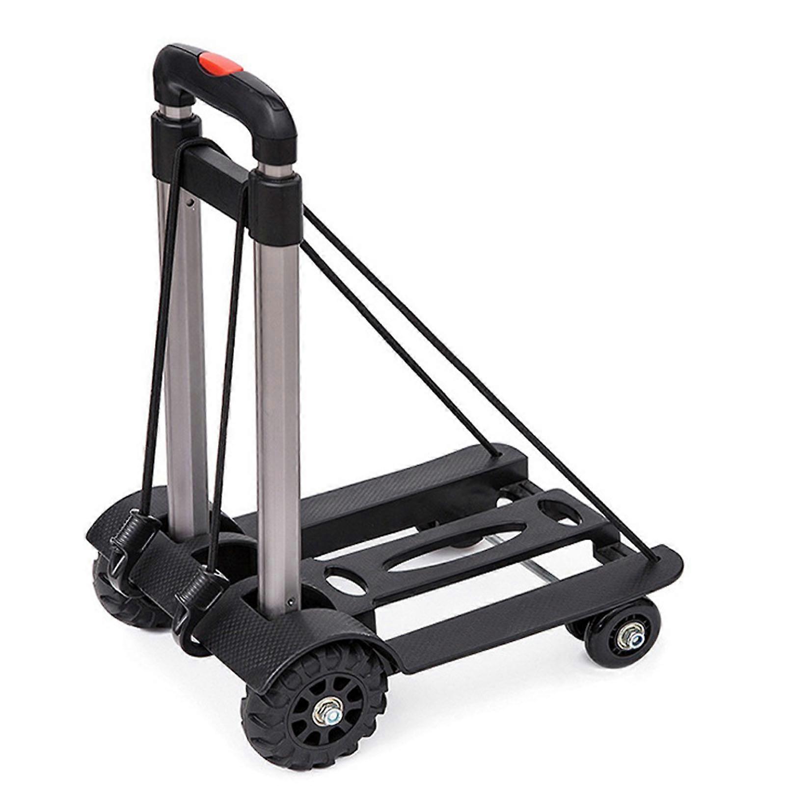 Folding Hand Truck Dolly Cart, 4 Wheel Luggage Cart Foldable Hand Truck Portable Moving Dolly Folding Trolley Cart Collapsible Shopping Cart SLN