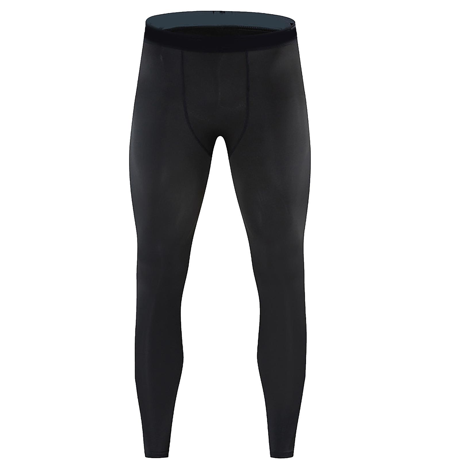 Tight Leggings Elastic Polyester Quick Drying Men's Compression Pants for Fitness Workout Black L