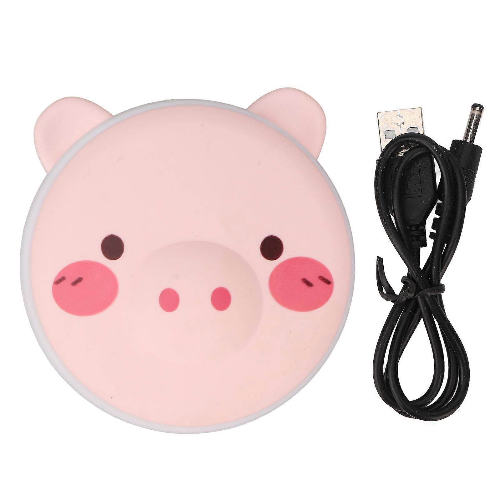 USB Hand Warmer Cute Piggy Prevent Scalding Portable Hand Warmer Power Bank with Luminous Mirror for Travel Office