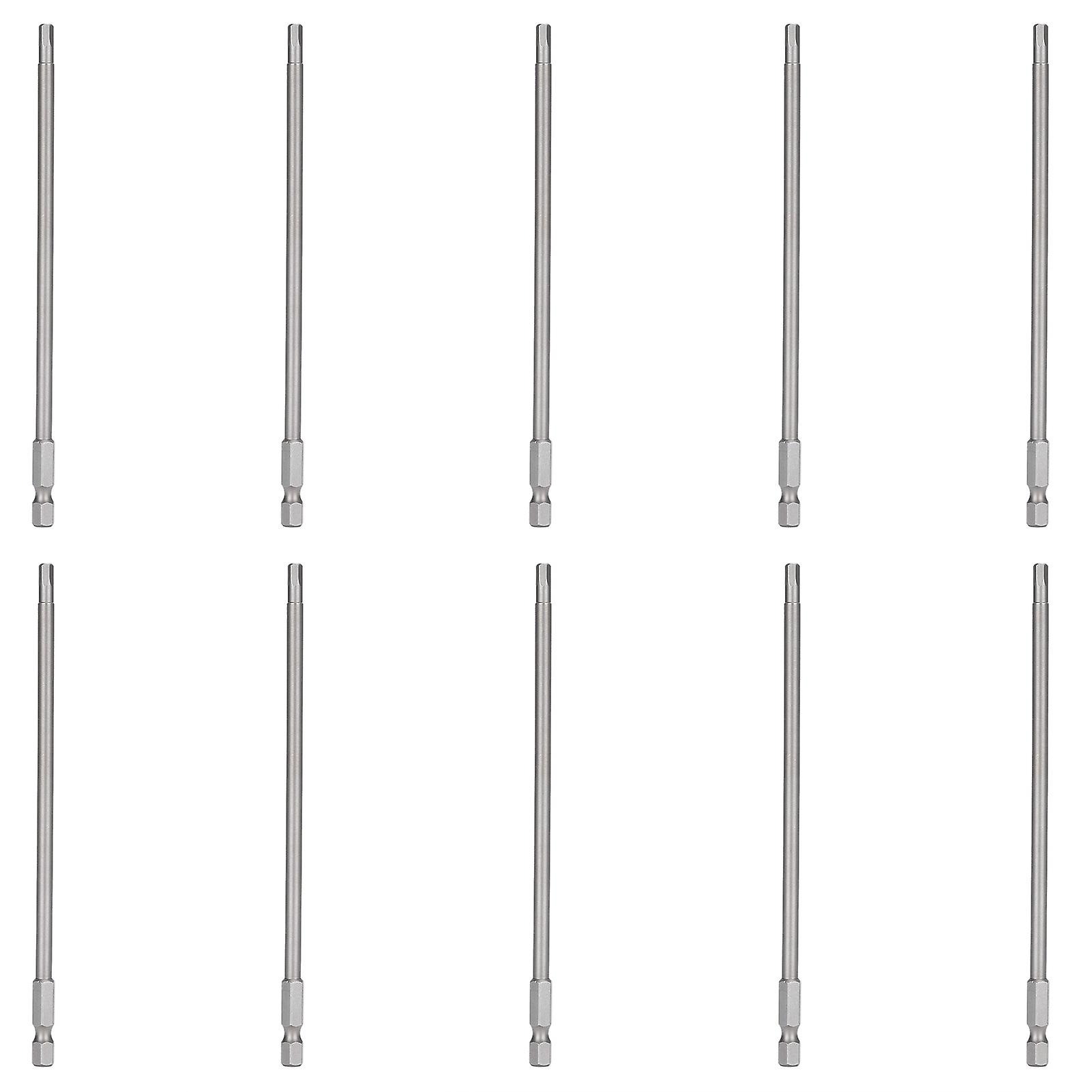 10Pcs Screwdriver Bit Electric 4mm Hex Strong Magnetic Hardened Hardware Hand Tool S1/4 150mm