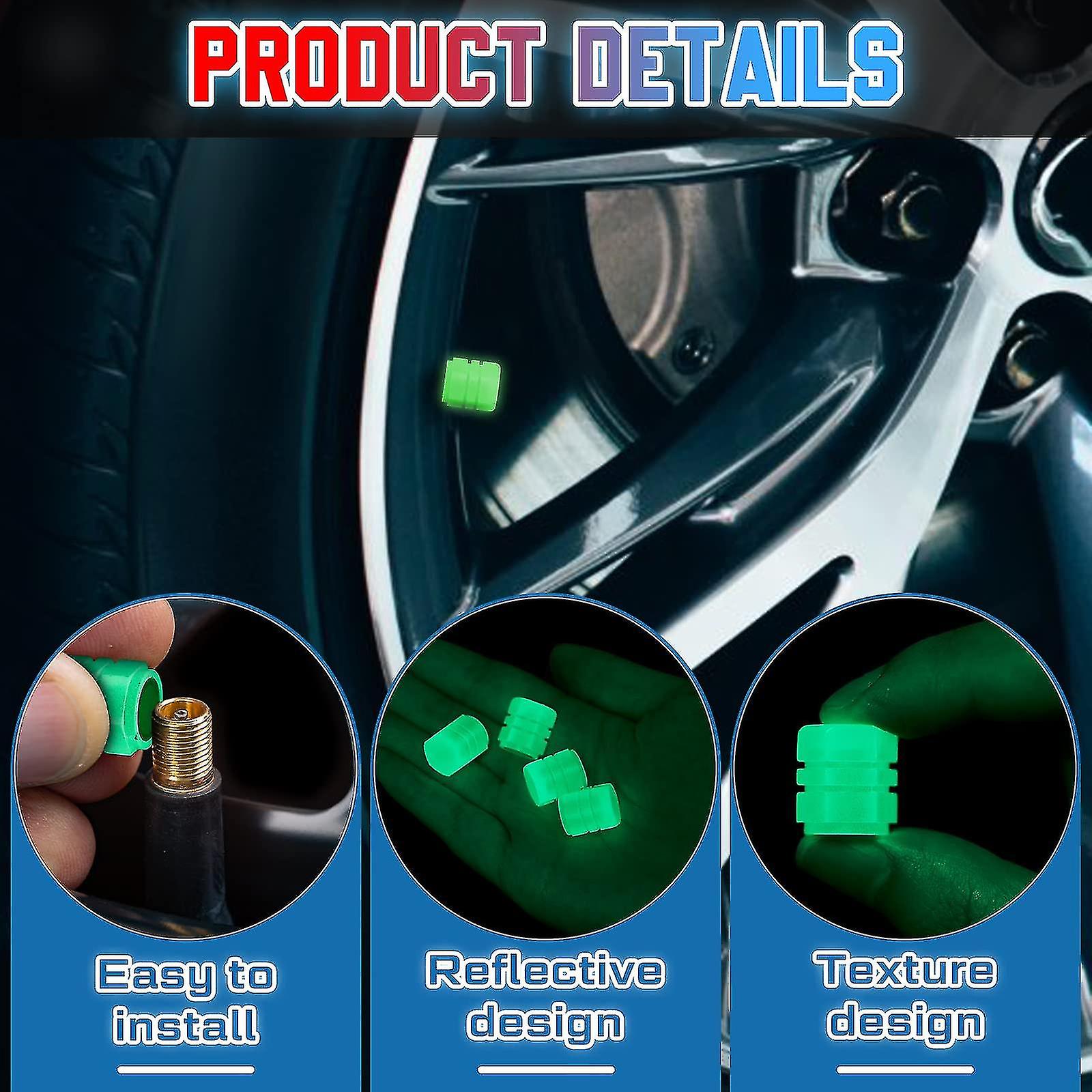 Tire Valve Caps - Auto Tire Valve Caps, Fluorescerende Band Valve Stam Caps, Auto Wiel Luchtklep Covers voor Auto's, Fietsen, Auto Exterieur Accessoires