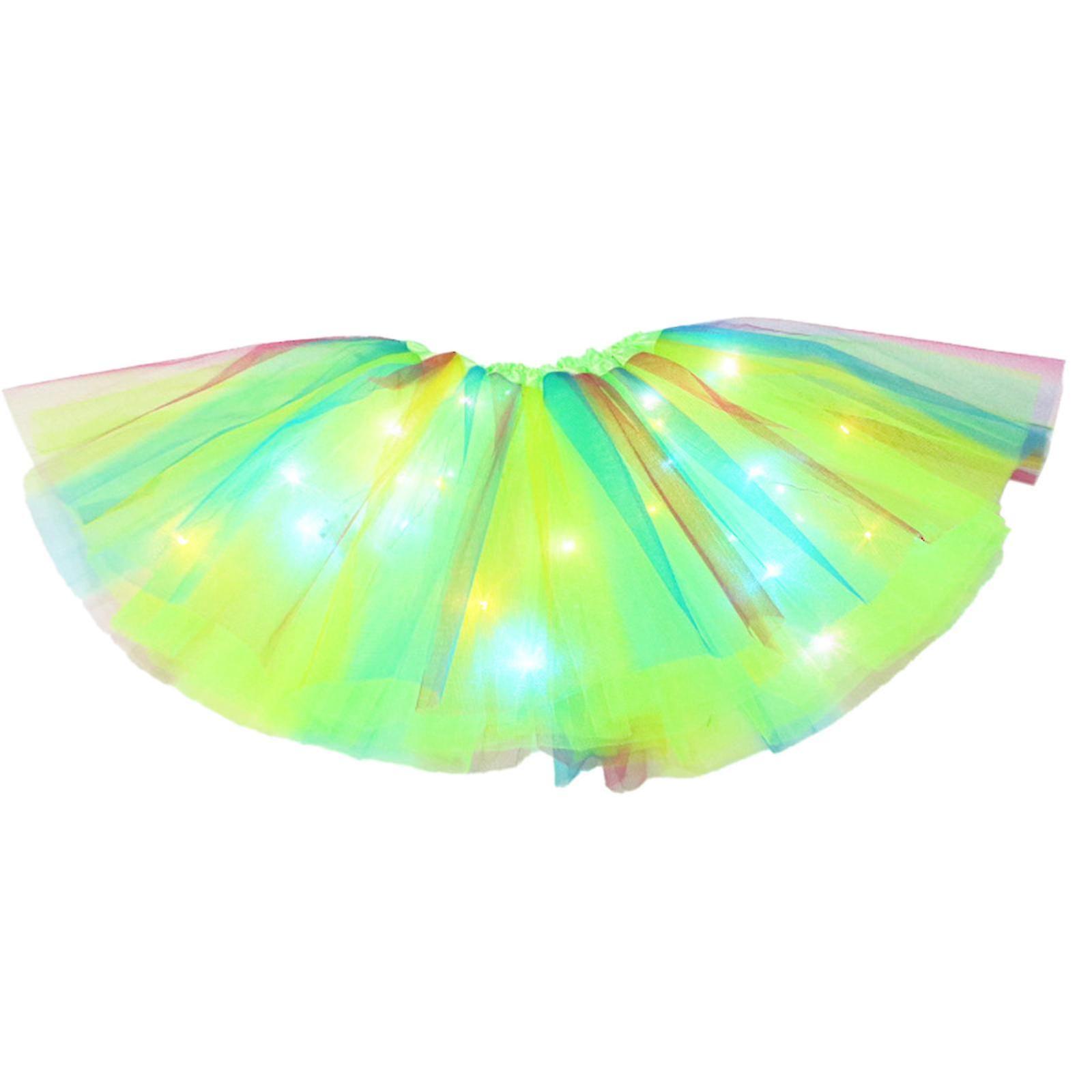 Lysende Led Tutu Nederdel Til Piger 2-12 Aar, elastisk 3 Lagdelt Lys Prinsesse Led Danseskørt