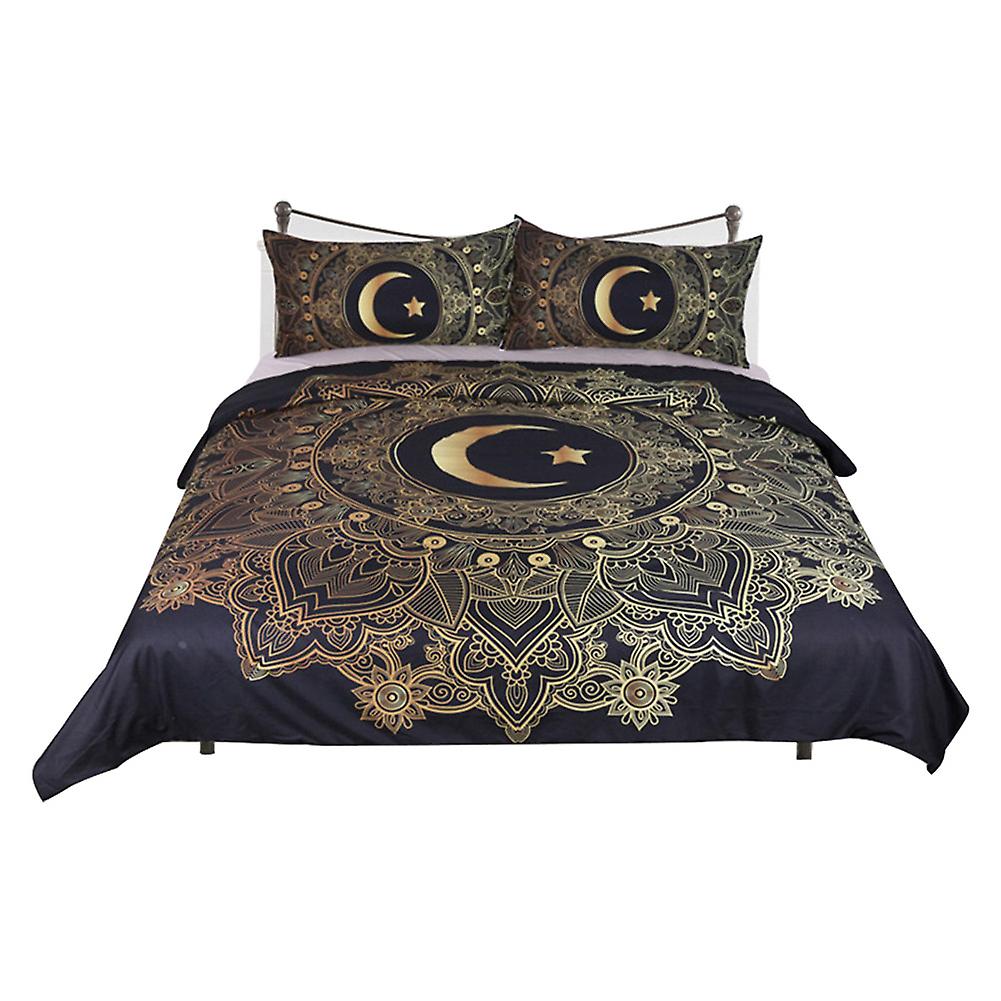3pcs\/set 3D Print Star Moon Pattern Duvet Cover Pillow Cases Bedding Set (US King)