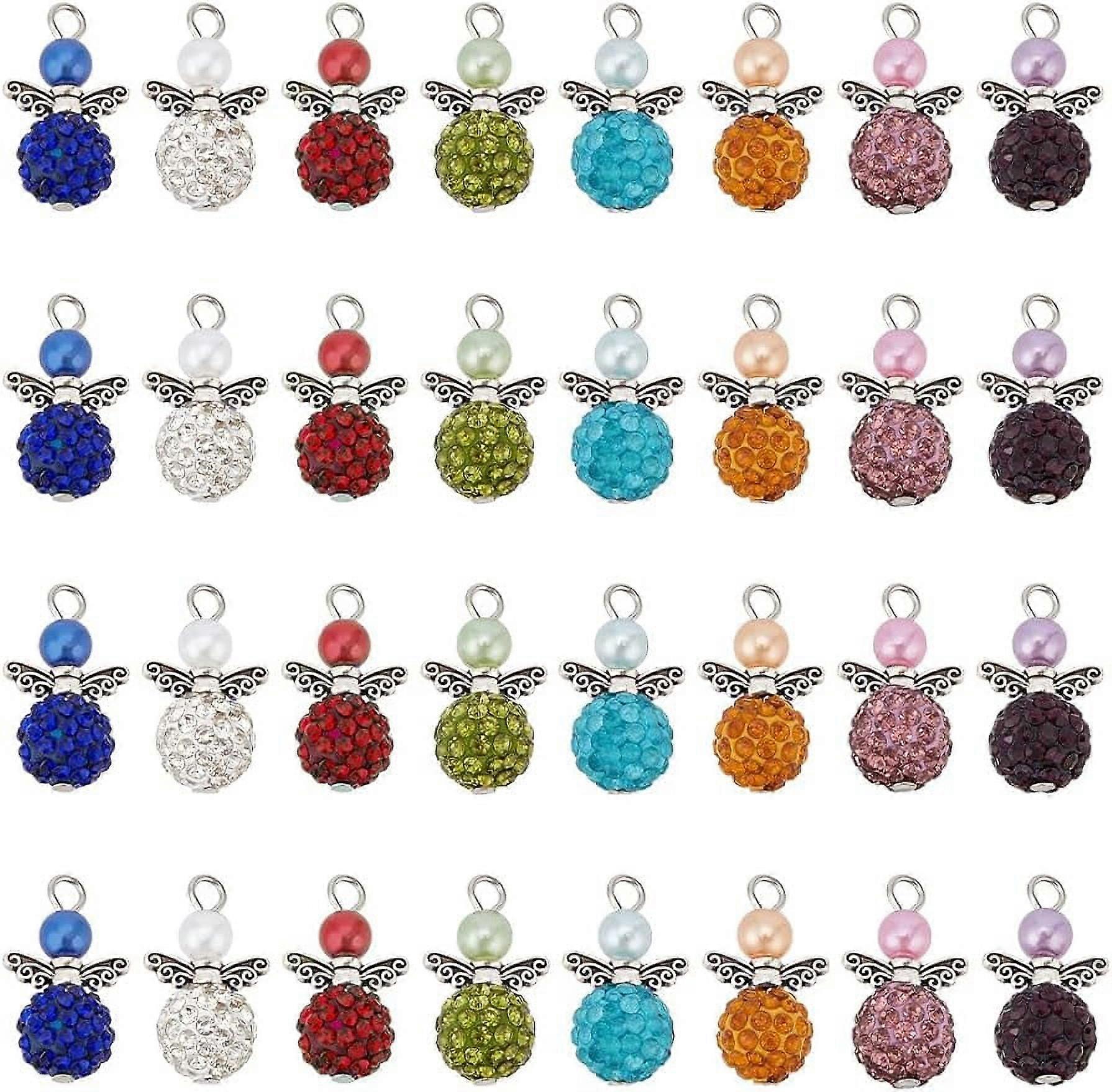 Angel Wing Charms Colorful Rhinestone Beads