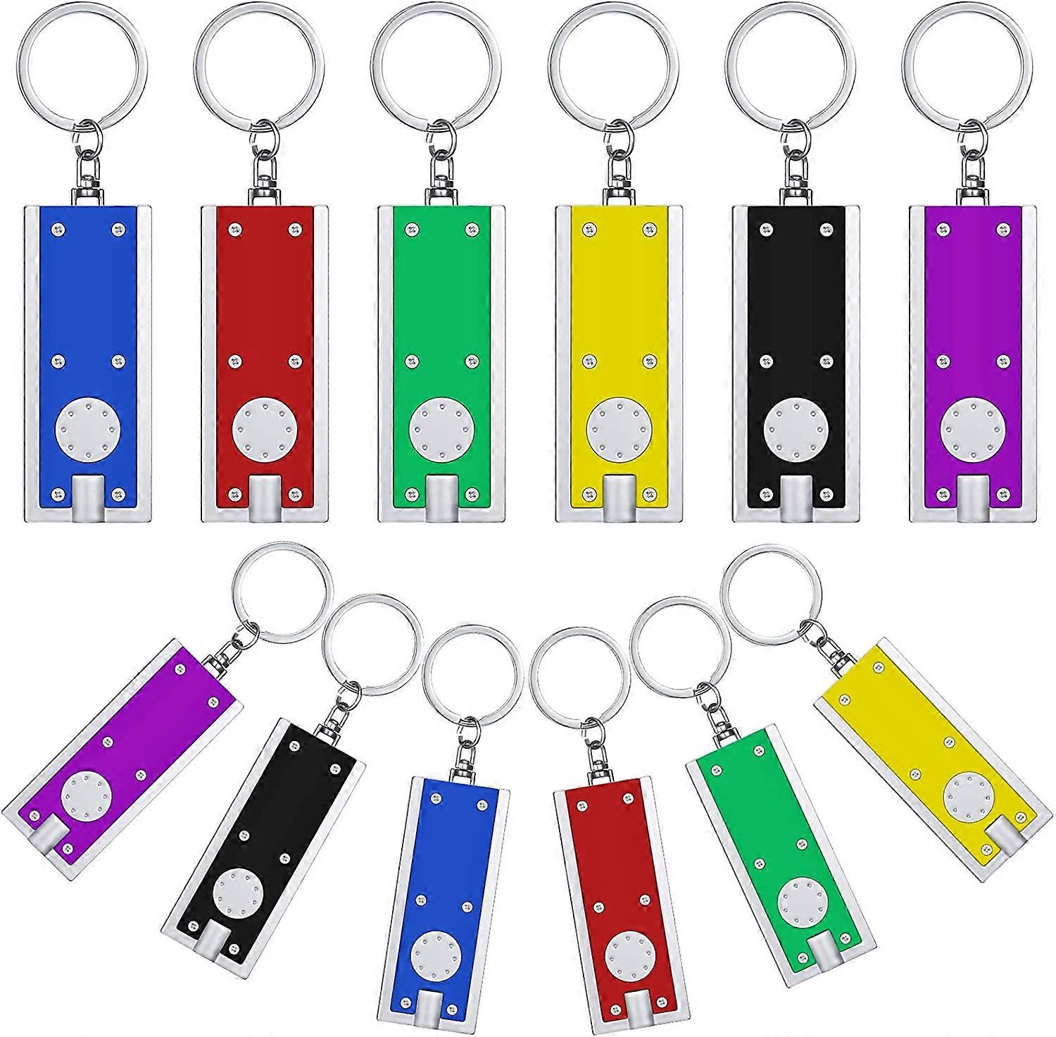 12 Pieces Mini LED Key Chains Key Ring Flashlight Tiny Dog Collar Light in Assorted Colors Flashlight Keyring