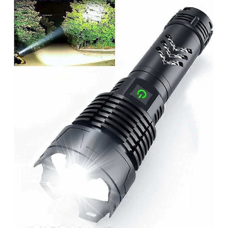 Rechargeable LED Flashlight 120,000 High Lumens, Powerful and Powerful Xhp160.2 Zoomable IPX5 Waterproof Super Bright Flashlight with 5 Modes