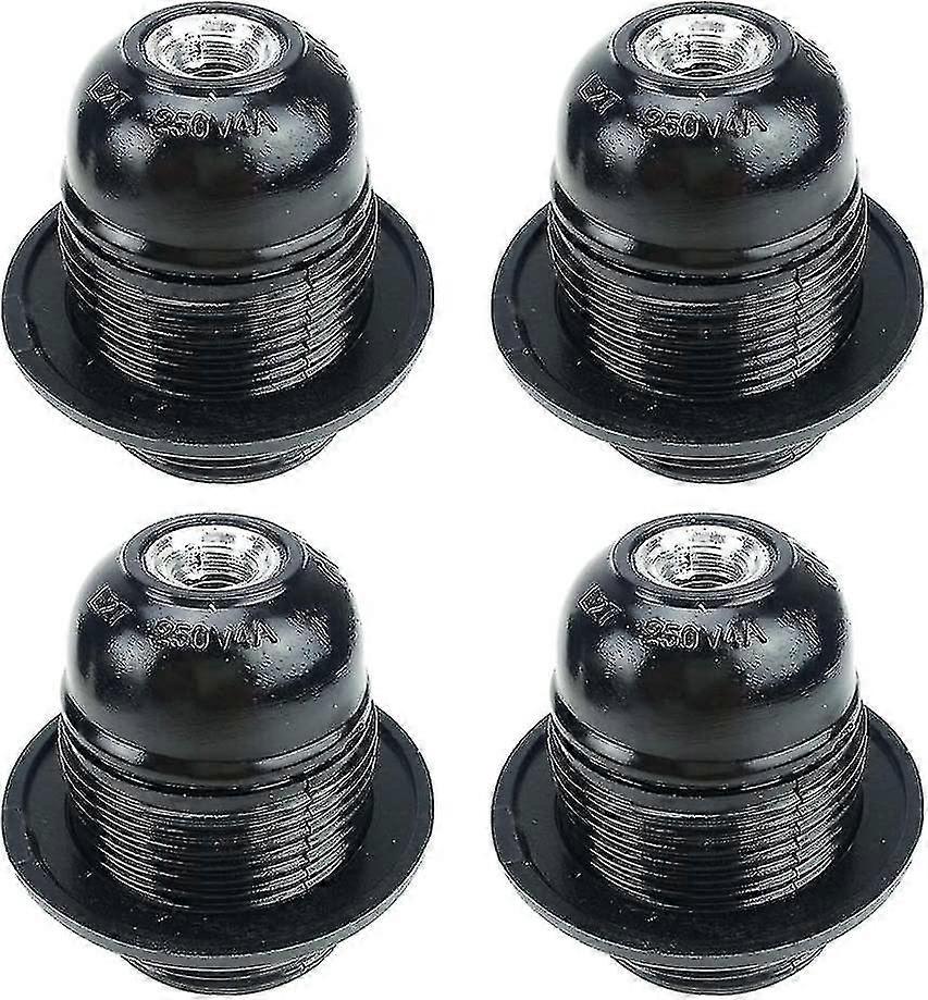 Black E27 Screw, E27 Bulb Holder, 4 Pieces E27 Socket, E27 Socket Light Bulb, Solid Light Bulb Socket, Black Adapter Socket, Lamp Sockets Decoration C