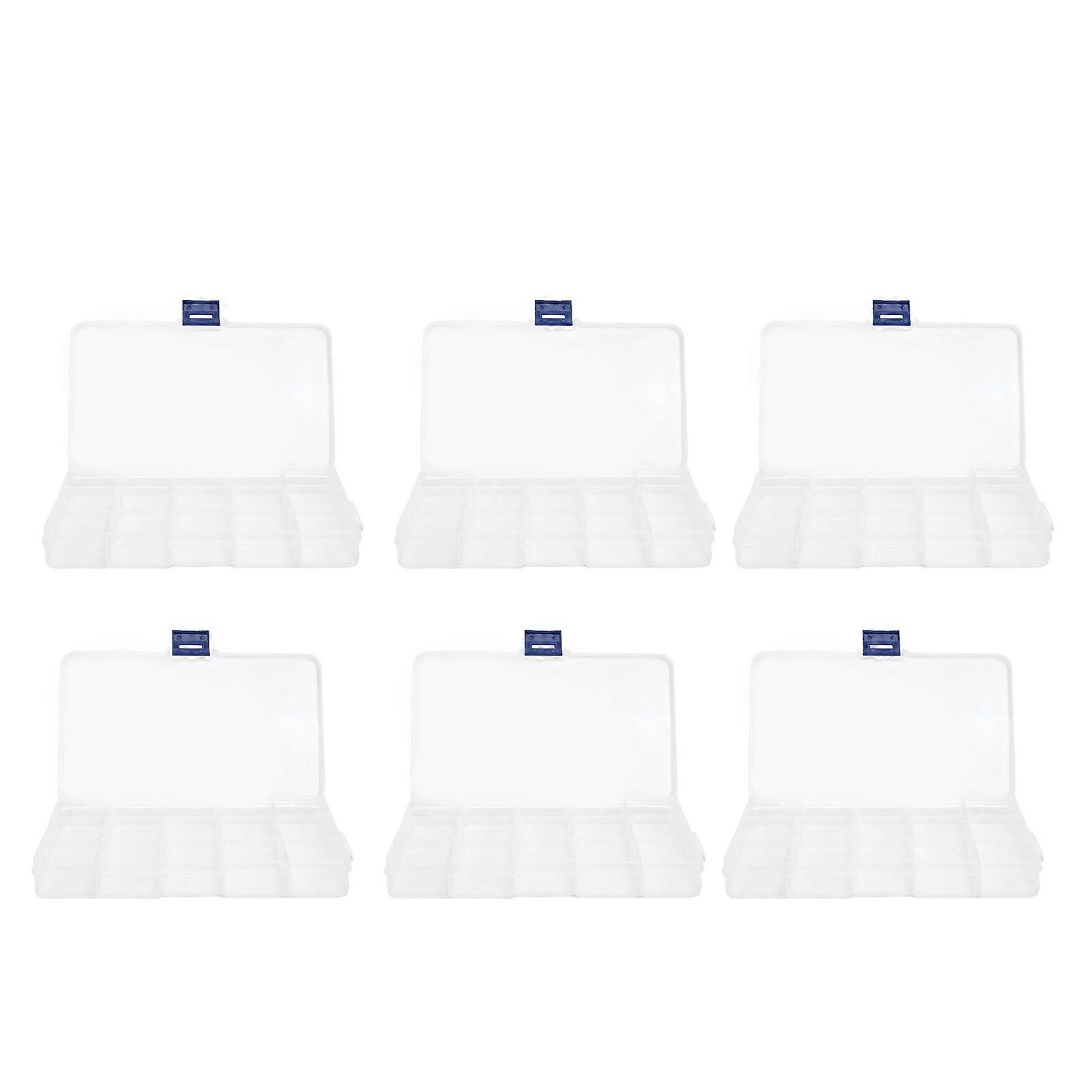 6pcs Grid Storage Box Transparent Storage Organizer Container For Small Things 15grid