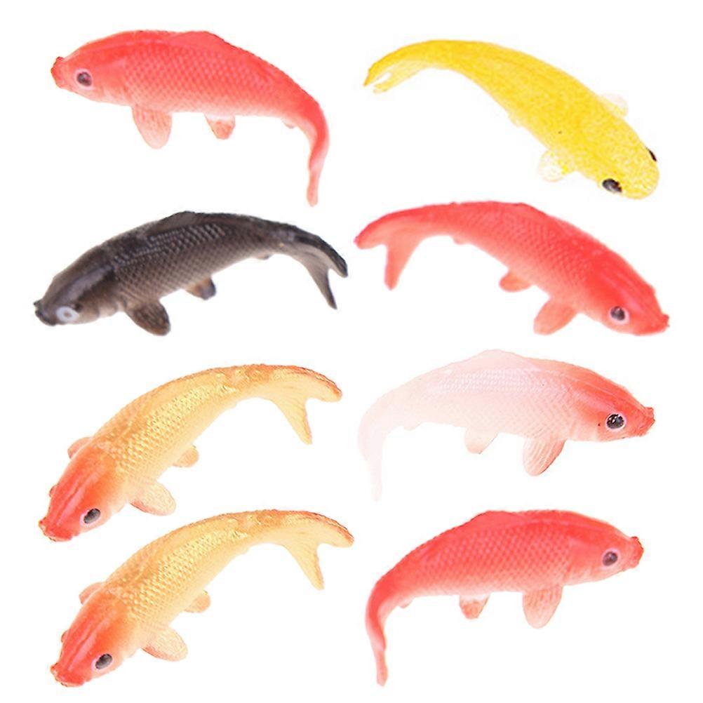 8pcs Mini Simulation Fancy Carp Models Colorful Mini Fake Fish Model Mixed Style