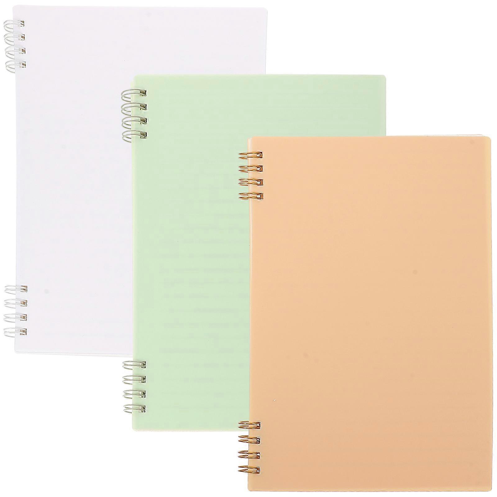 3Pcs Spiral Notebook Plastic Cover Notebook Portable Academic Notebooks Journal Notebook