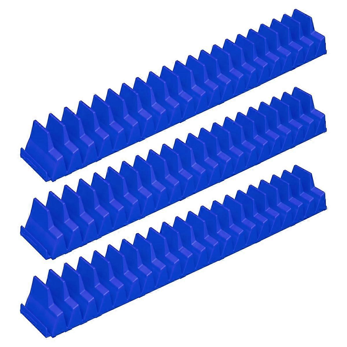 3Pcs Magnetic Wrench Organizer Easy to Install Portable Tool Storage Shelf Wrench Holder for Tool Drawer Storage Blue