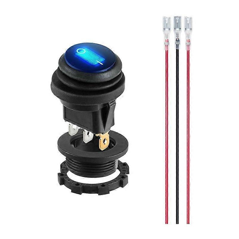 12v 20a impermeável rocker switch azul led iluminado redondo em off 3 pinos 12 volts à prova de intempéries para o caminhão rv do carro marítimo