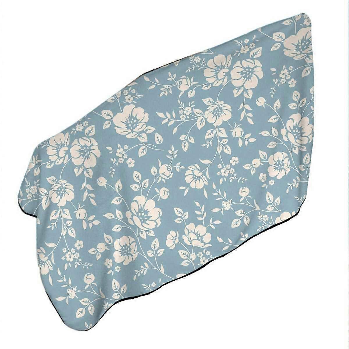 Classic Vintage Off White Floral over Blue Microfiber Beach Towel