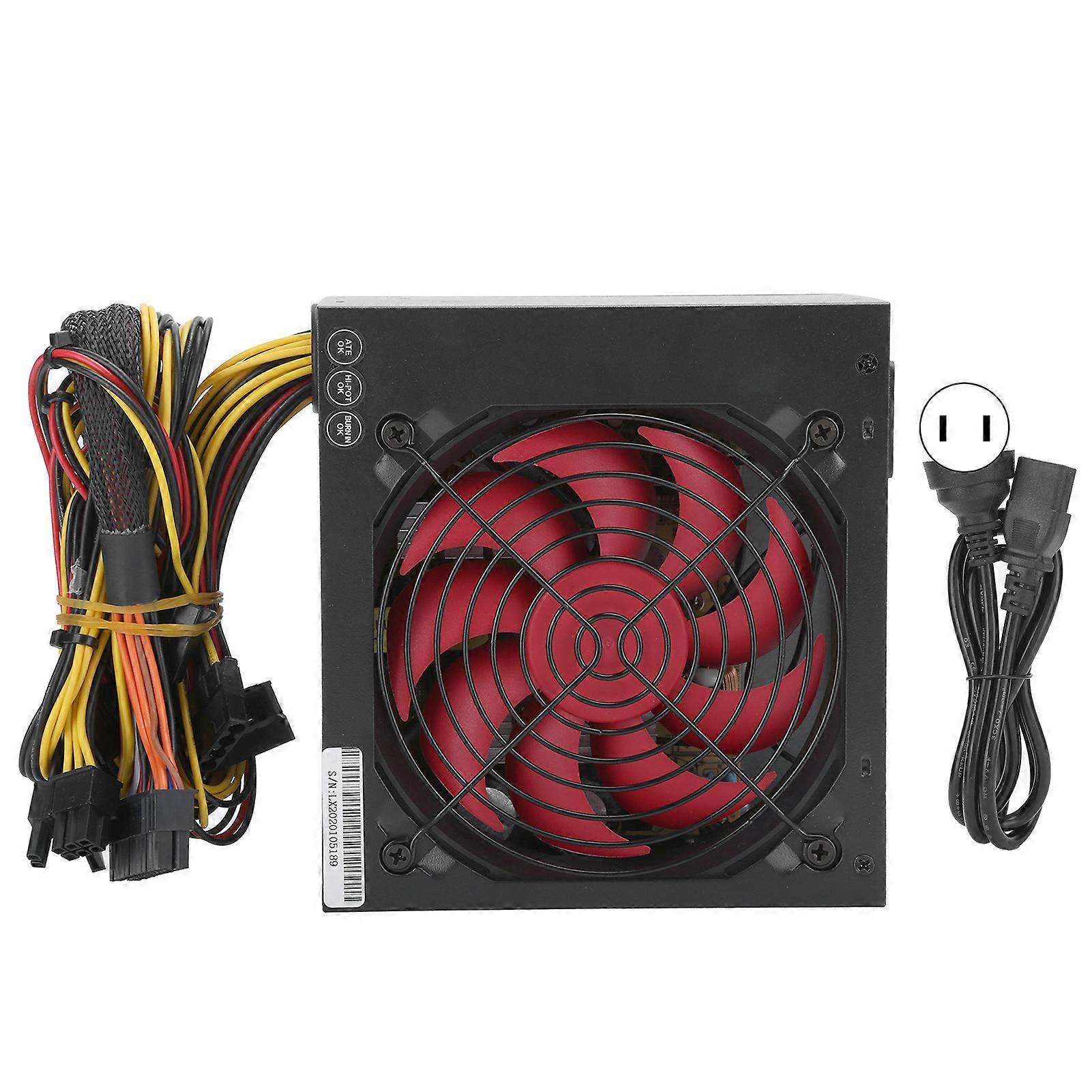 PC-Netzteil 350W Desktop-Computer-Teile Zubehör Roter Lüfter Einstellbar 115/230VUS-Stecker