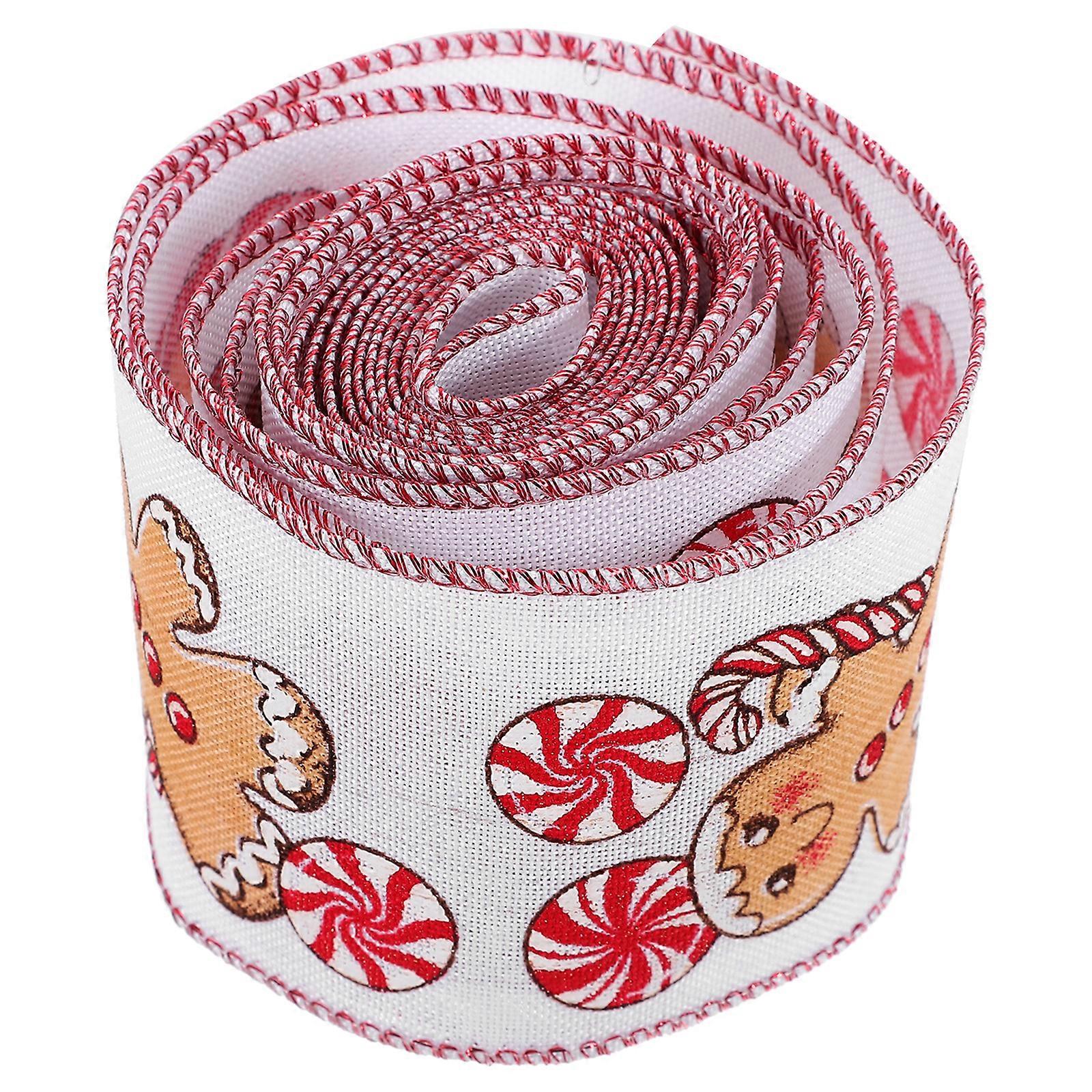 1 Roll of Xmas Wired Ribbon Christmas Crafts Making Ribbon Wrapping Ribbon