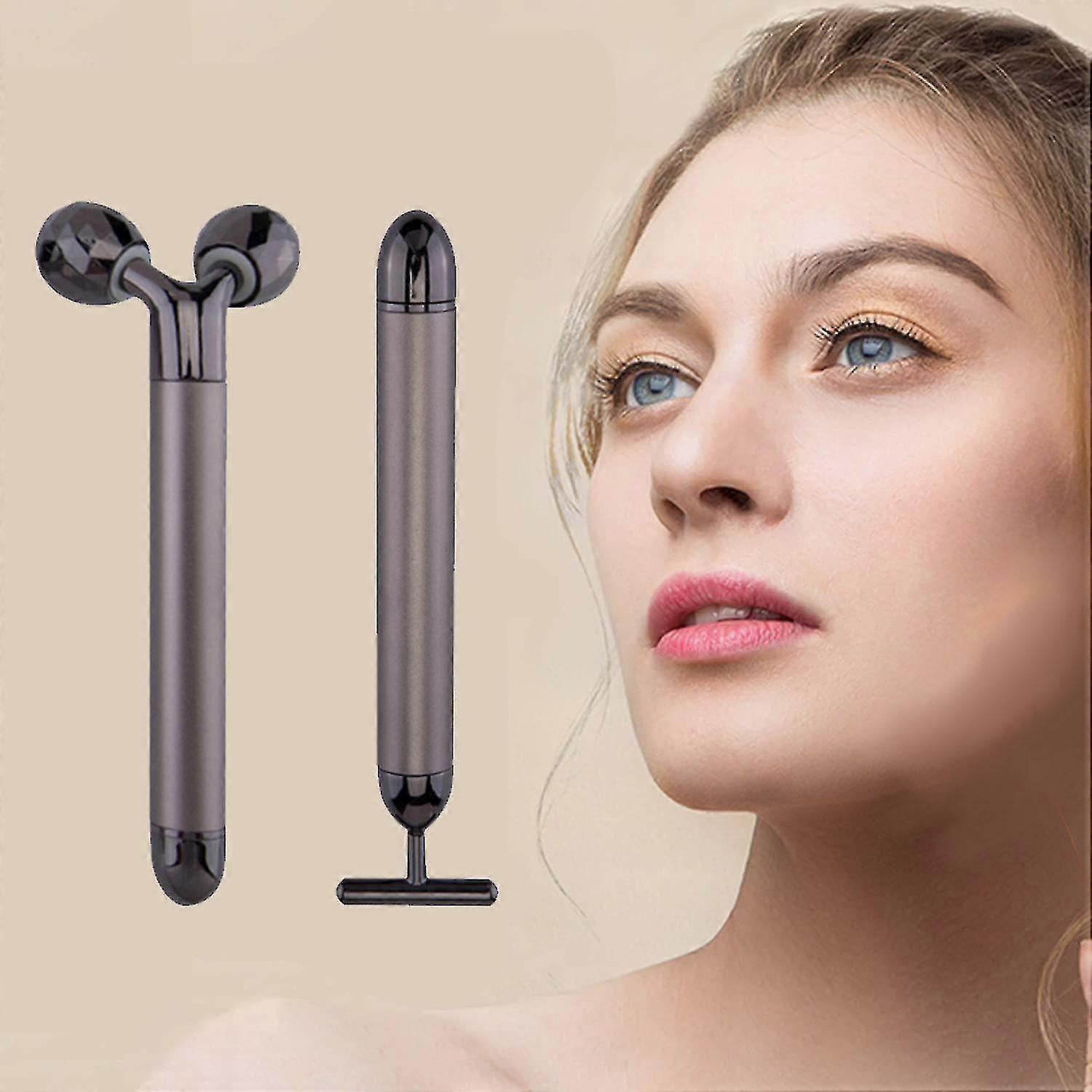 2 In 1 Face Massager 3d Roller And T Shape Massager Face Lift Anti Wrinkles