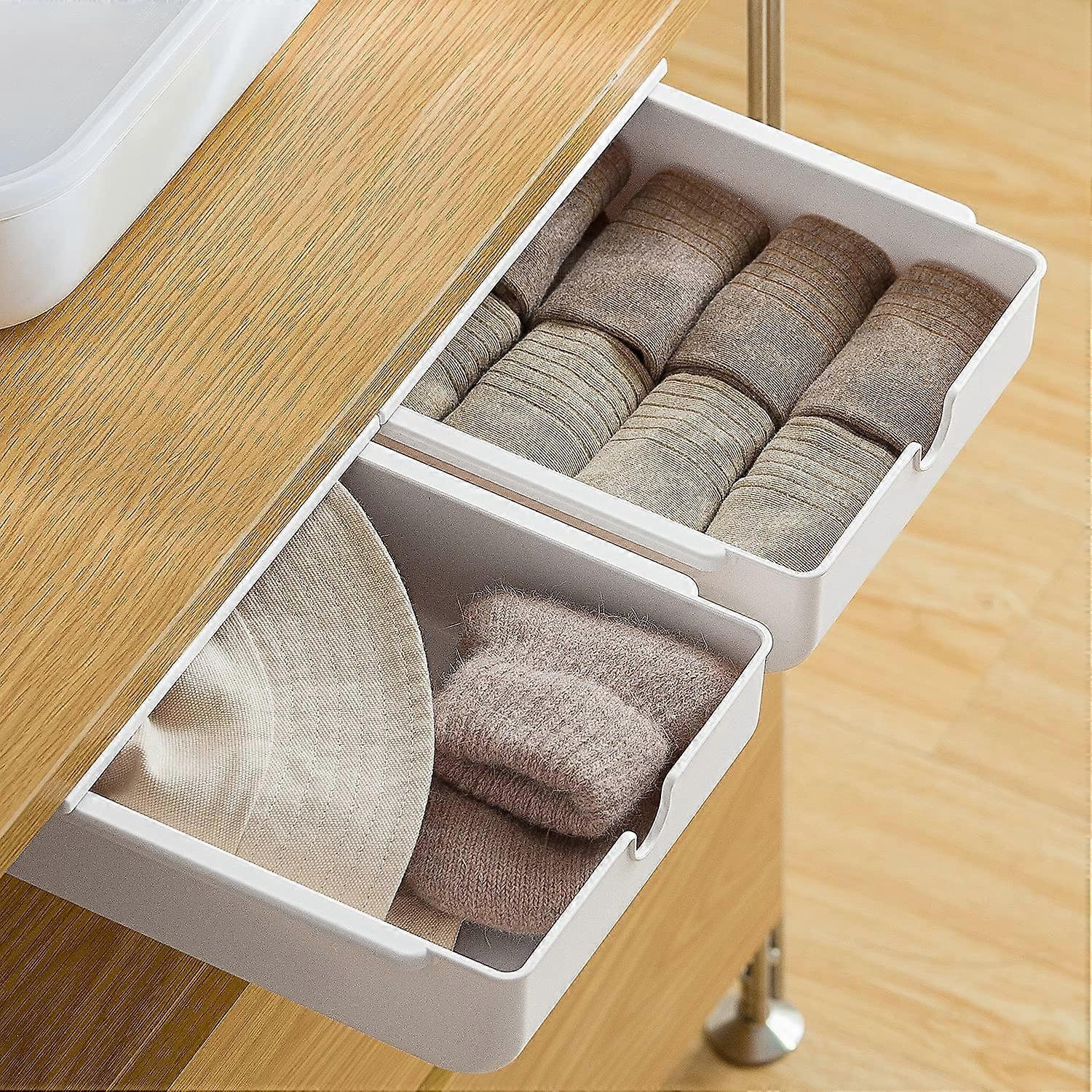 Invisible Under Table Storage Box, Self-Adhesive Under Table Storage Boxes