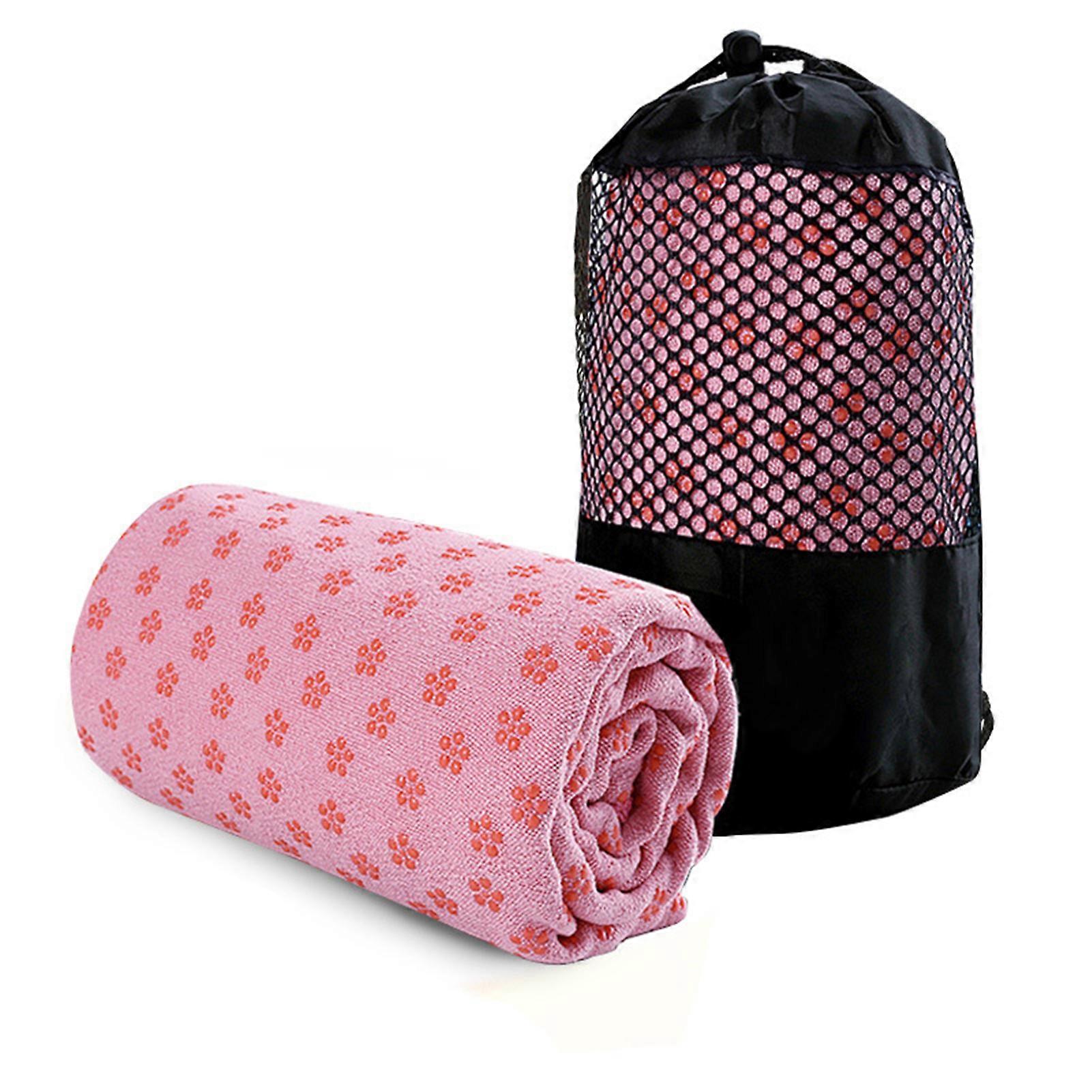 Non Slip Yoga-Mat Towel Cover Anti Skid Microfiber Super Soft Pilates Towel Blanket with Mesh Bag for Indoor Outdoor