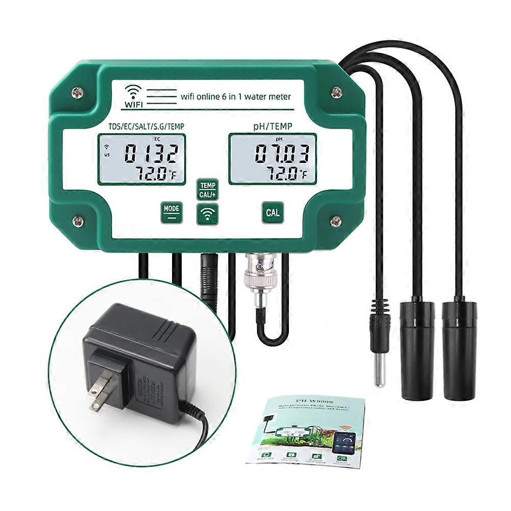 6 i 1 vannkvalitetstester Tuya WiFi Multi-parameter vannkvalitetsmonitor Digital PH / totalt oppløste faste stoffer / EC / SG / salt / temp meter for akvarium aquac