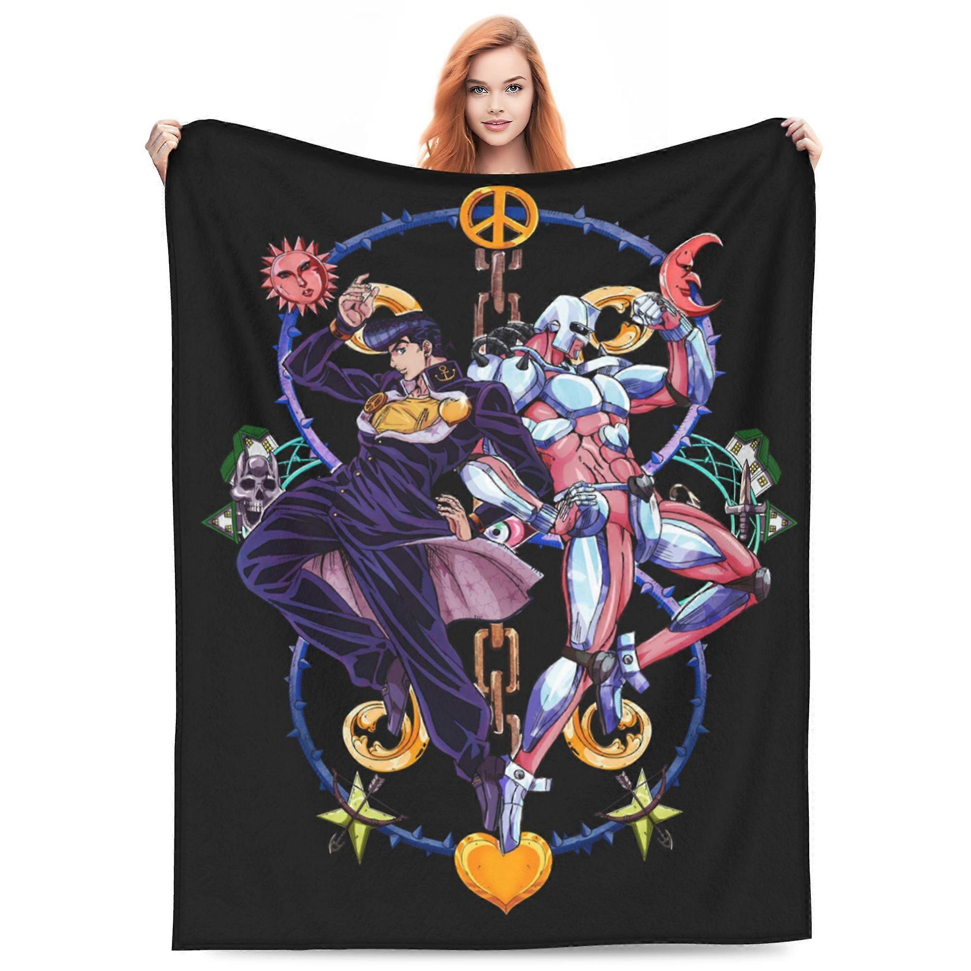 JoJo Bizarre Adventure Sängfilt 3D-tryckt filt Lättvikt Supermjuk luftkonditionering Rum All Season Filt Soffa Bäddsoffa Fläktar Cartoo