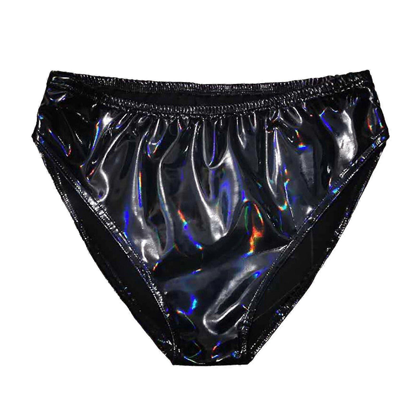 Leather Panties Women Sexy Open Crotch Sissy Panties Small Wrapped Hip Bright Mirror Paint High Waist Appeal Pvc Underwear_fo