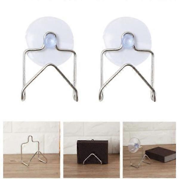 ZK-2pcs suction cup sponge holder silver