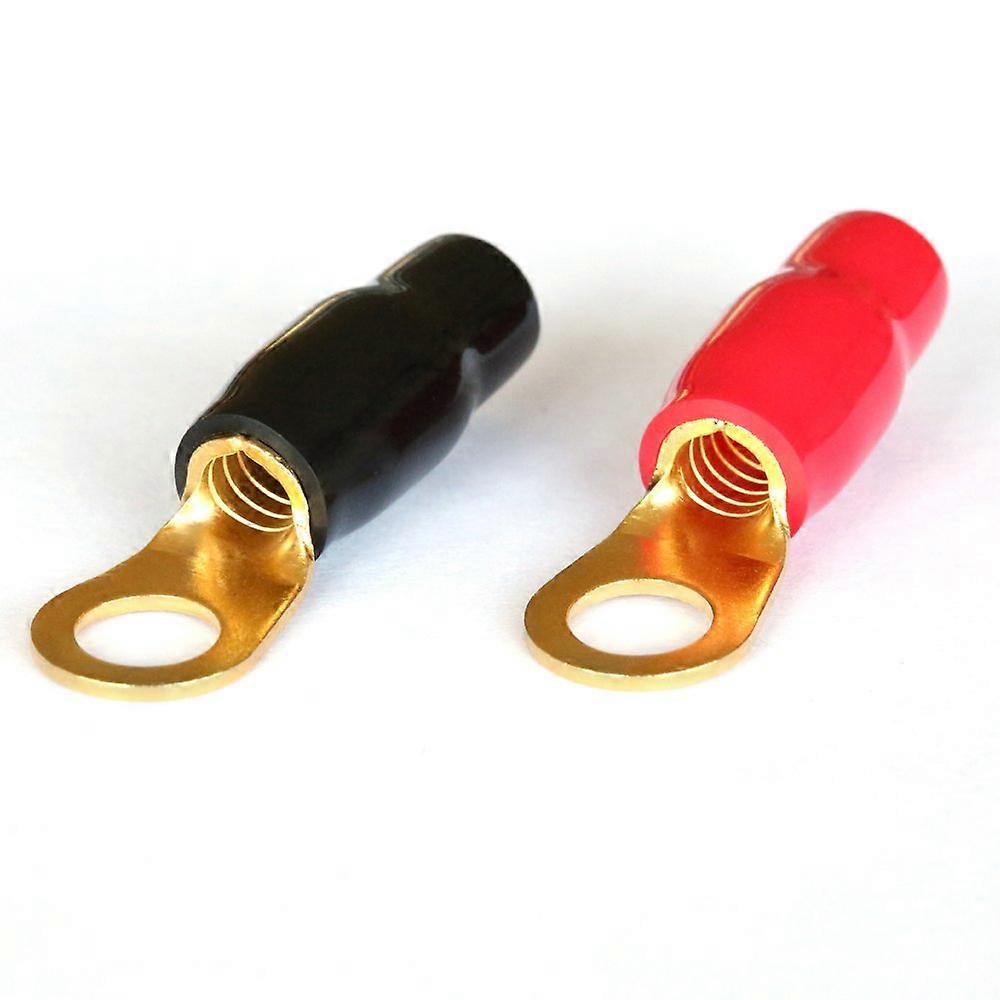6 Gauge Ring Terminal 5/16 inch Gold Plated Crimp Ring Terminals with Soft Boots Gold Wire Connectors Kit 8-Pack,2024 Ping