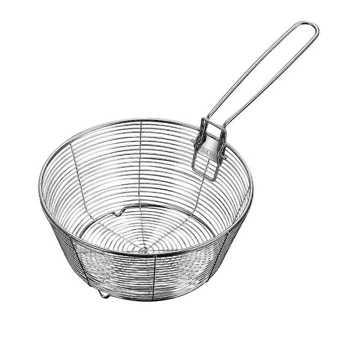Strainer Basket Fine Mesh Non-Stick Bottom Foldable Handle Anti-Scalding Heat Resistant Rust-Proof