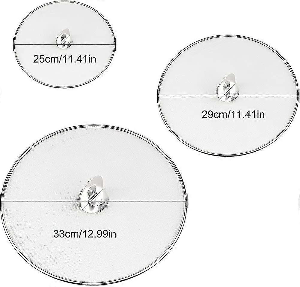 3 Pieces Splatter Lid, Grease Splatter Screen With Foldable Handle, Fine Mesh
