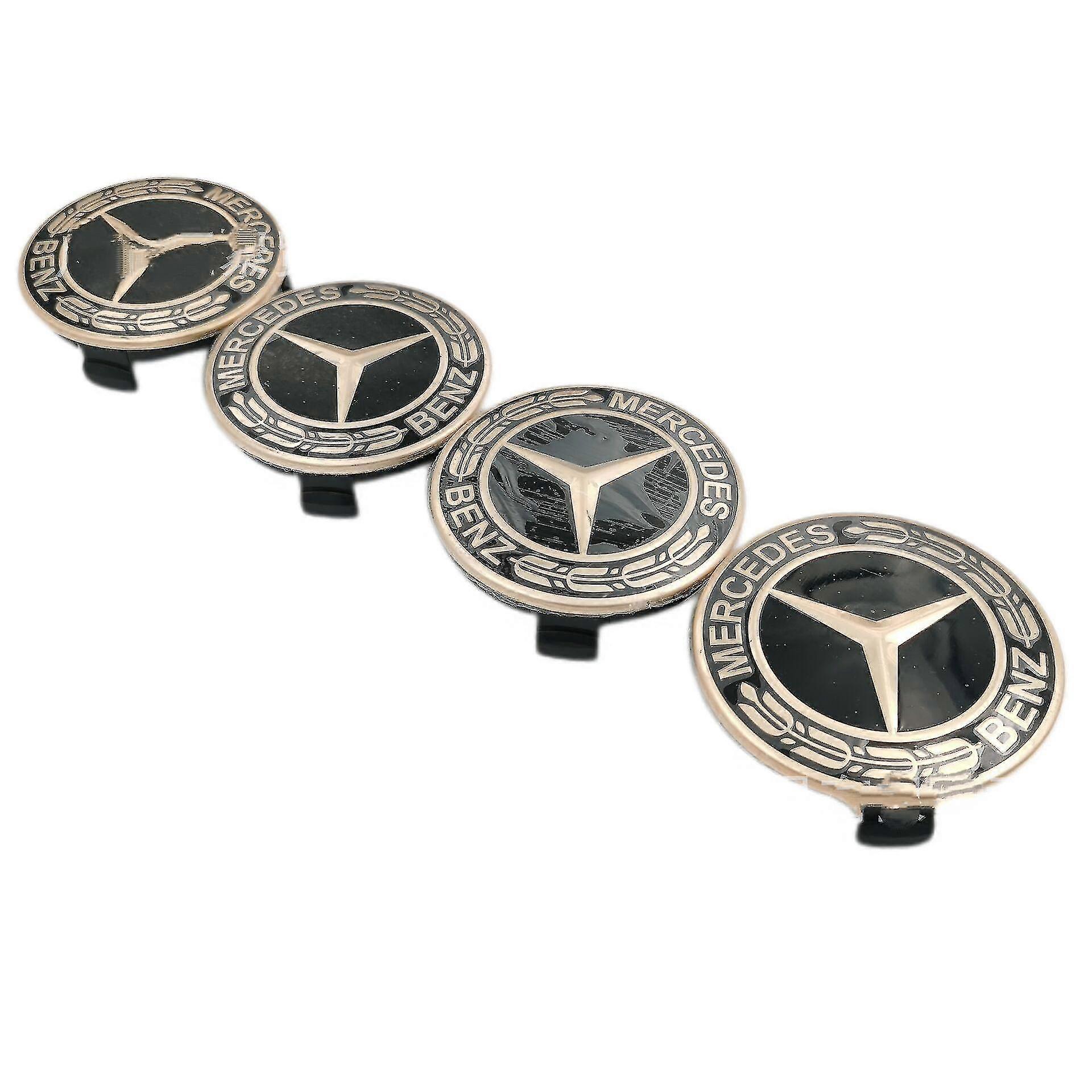 Badge logo auto per centro ruota 4 pezzi, per Mercedes Benz (oro 75mm)