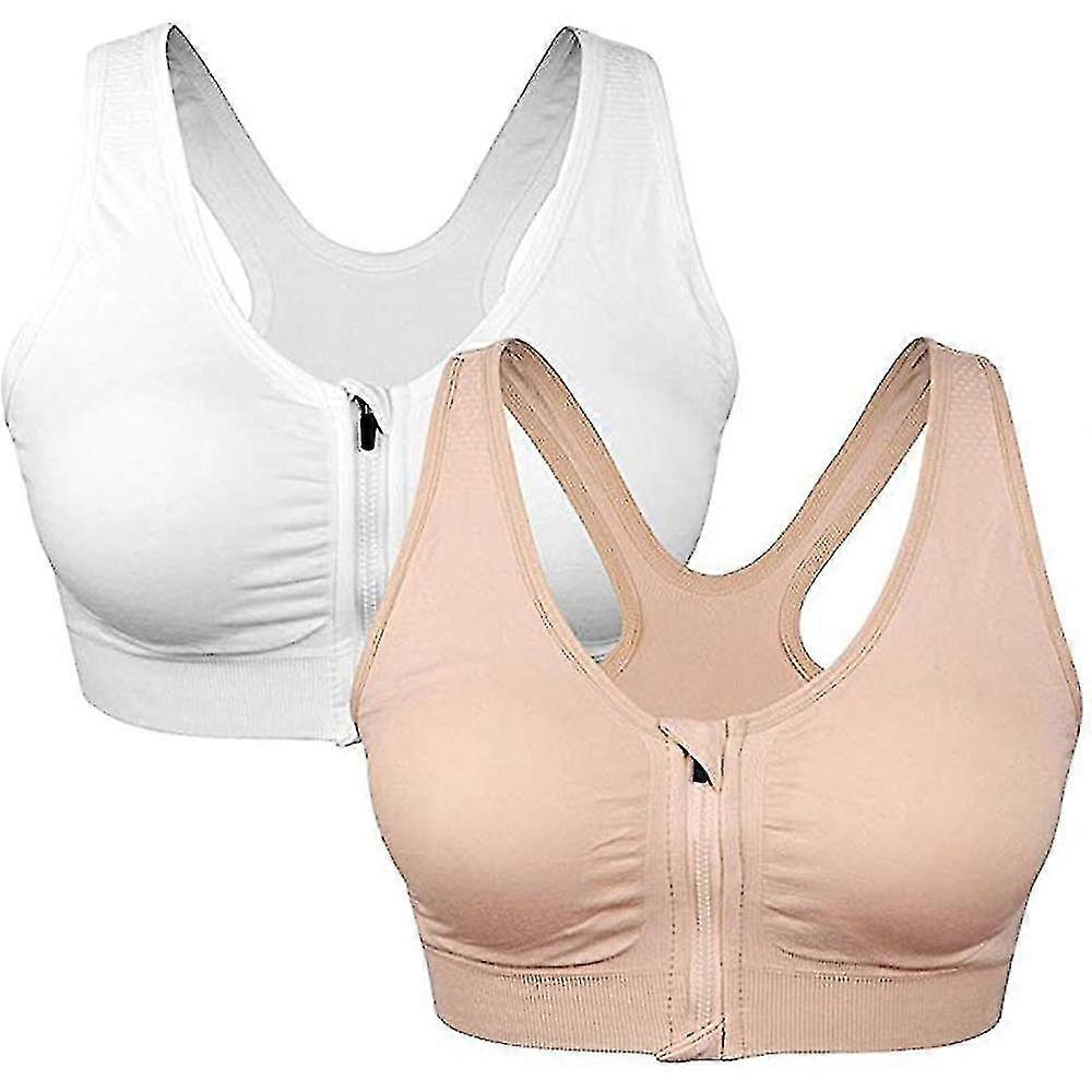Women's Zip Front Sports Bra Wireless Post-surgery Bra