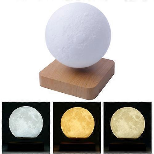Magnetic Levitation 3D Print Moon Lamp 3-color Touch Control Night Light with Base
