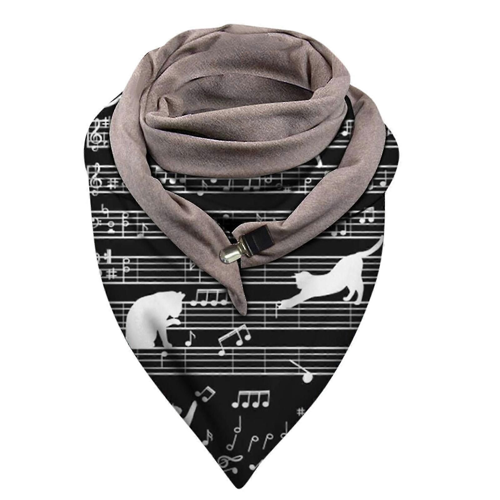 Universal Autumn Winter Warm Windproof Cat Prints Double-layer Buckle Scarf
