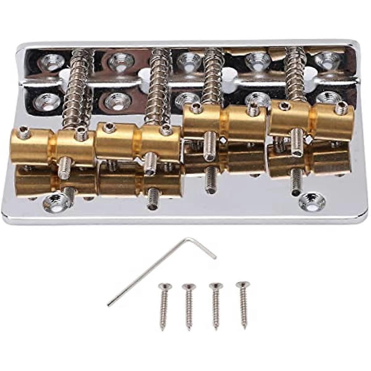 4 String Bass Bridge Assembly Copper Guitar Bridge Saddle Robust Bass Bridge Assembly for Maintenance Performance Accessory