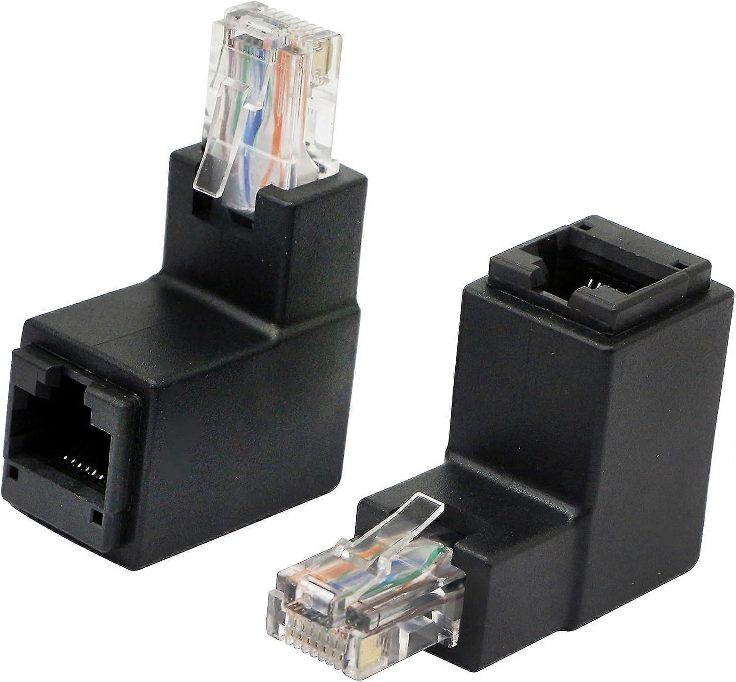 RJ45 Ethernet Adapter CAT6 Ethernet Adapter Right Angle Male to Female to Protect Device Native Socket (90 Degree)