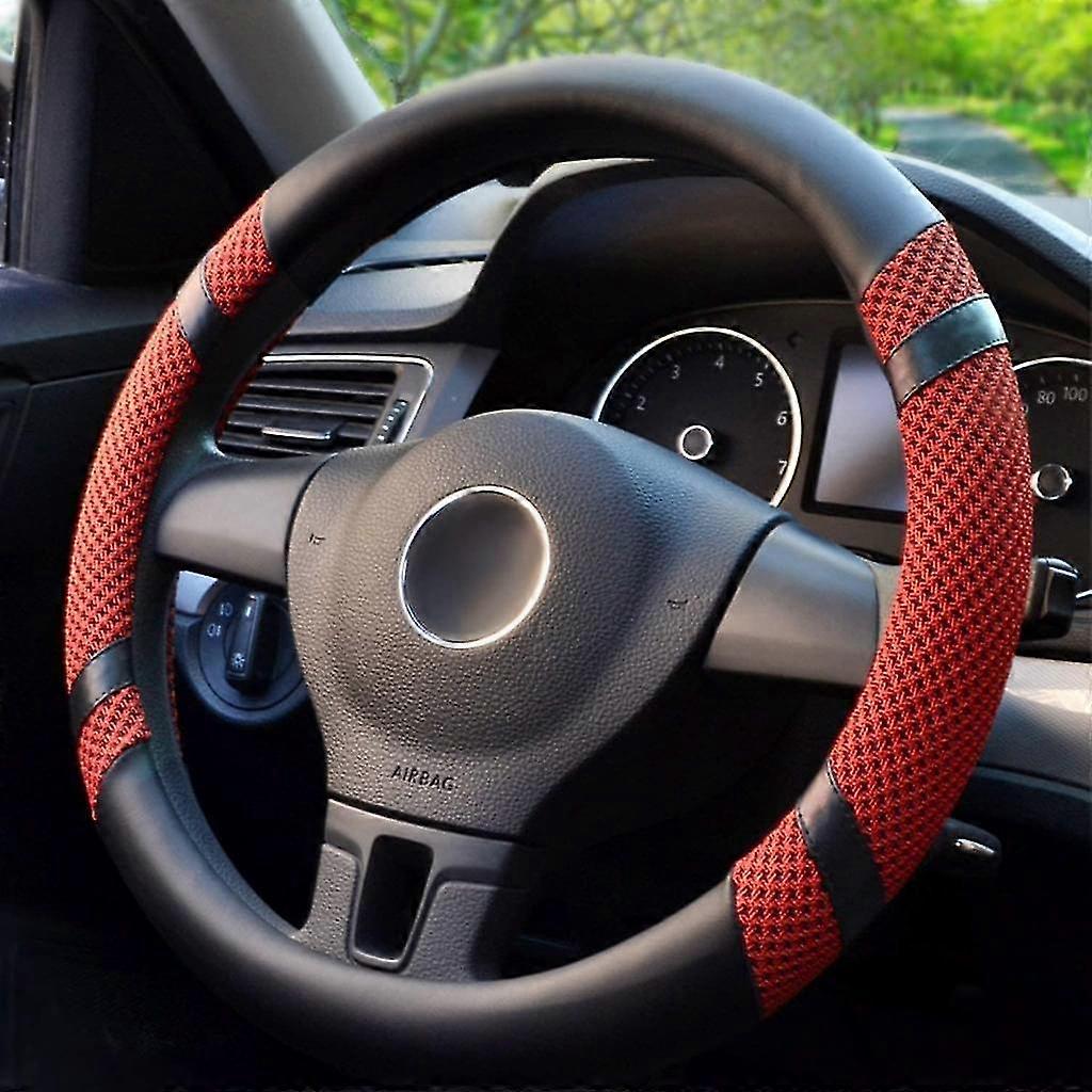 Steering Wheel Cover Microfiber Leather Viscose Breathable Non-slip Odorless Warm In Winter Cool In Summer Universal