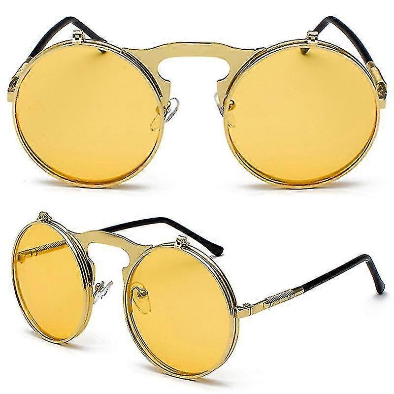 Steampunk Cyberpunk Ronde Zonnebril Flip Up Circle Goggles Retro Bril