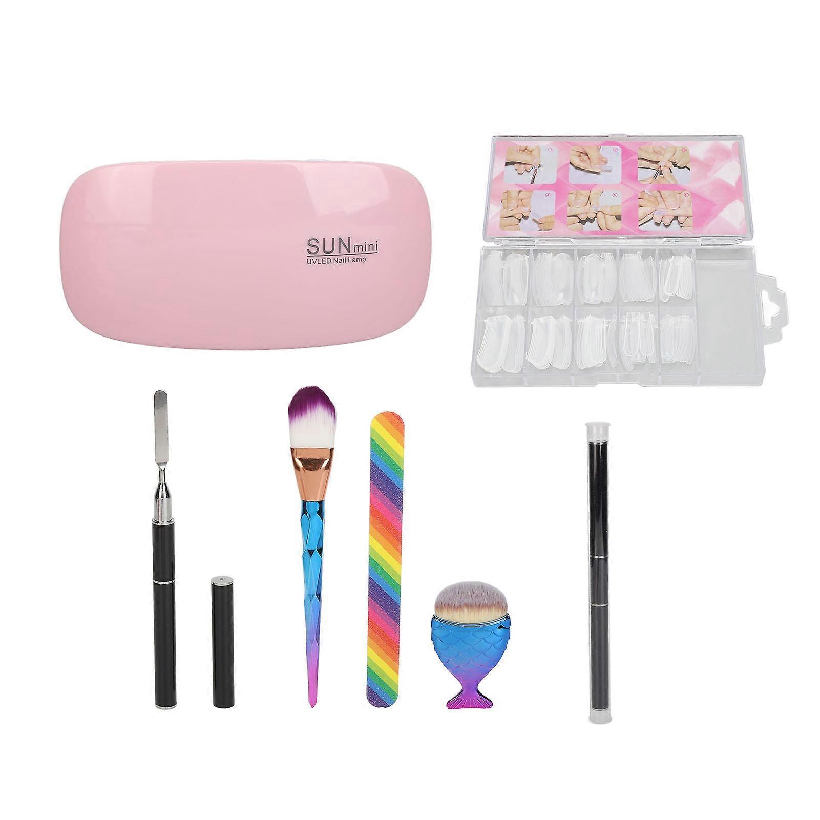 Nail Lamp Brush Set 6pcs Light Chips Extend Nails Length Manicure Dryer Gel Brush for Beauty Salon