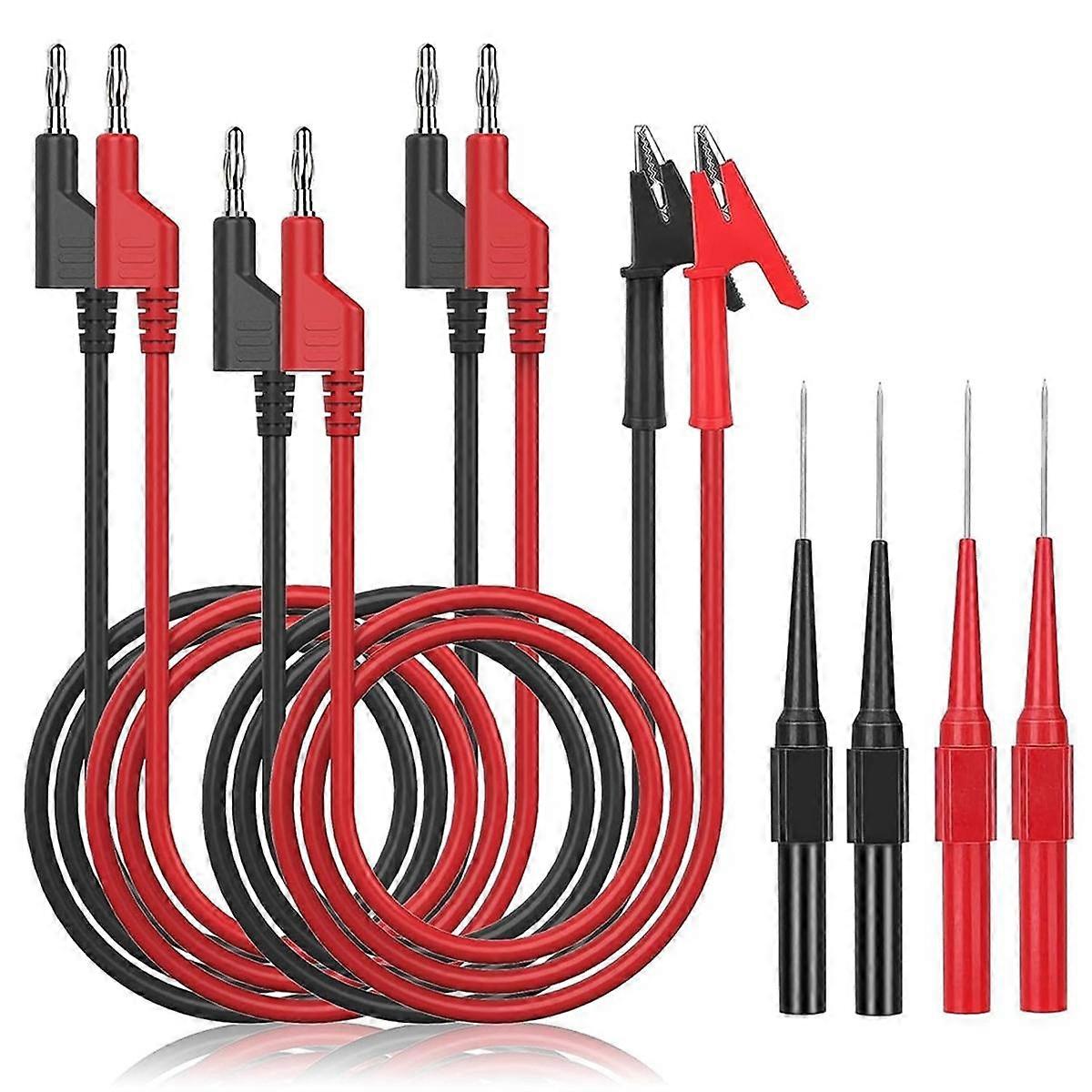 Multimeter Banana Plug to Alligator Clip Test Probe, Banana Plug to Banana Plug Cable 4PCS Test Pro